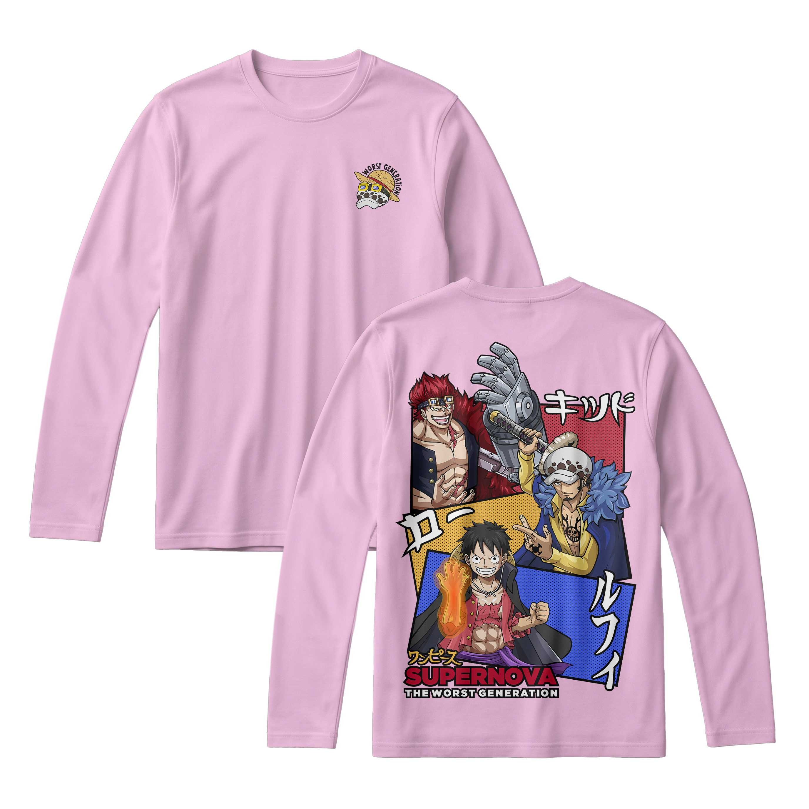 Anime One Piece Supernova The Worst Generation Long Sleeve Tee - RZM007
