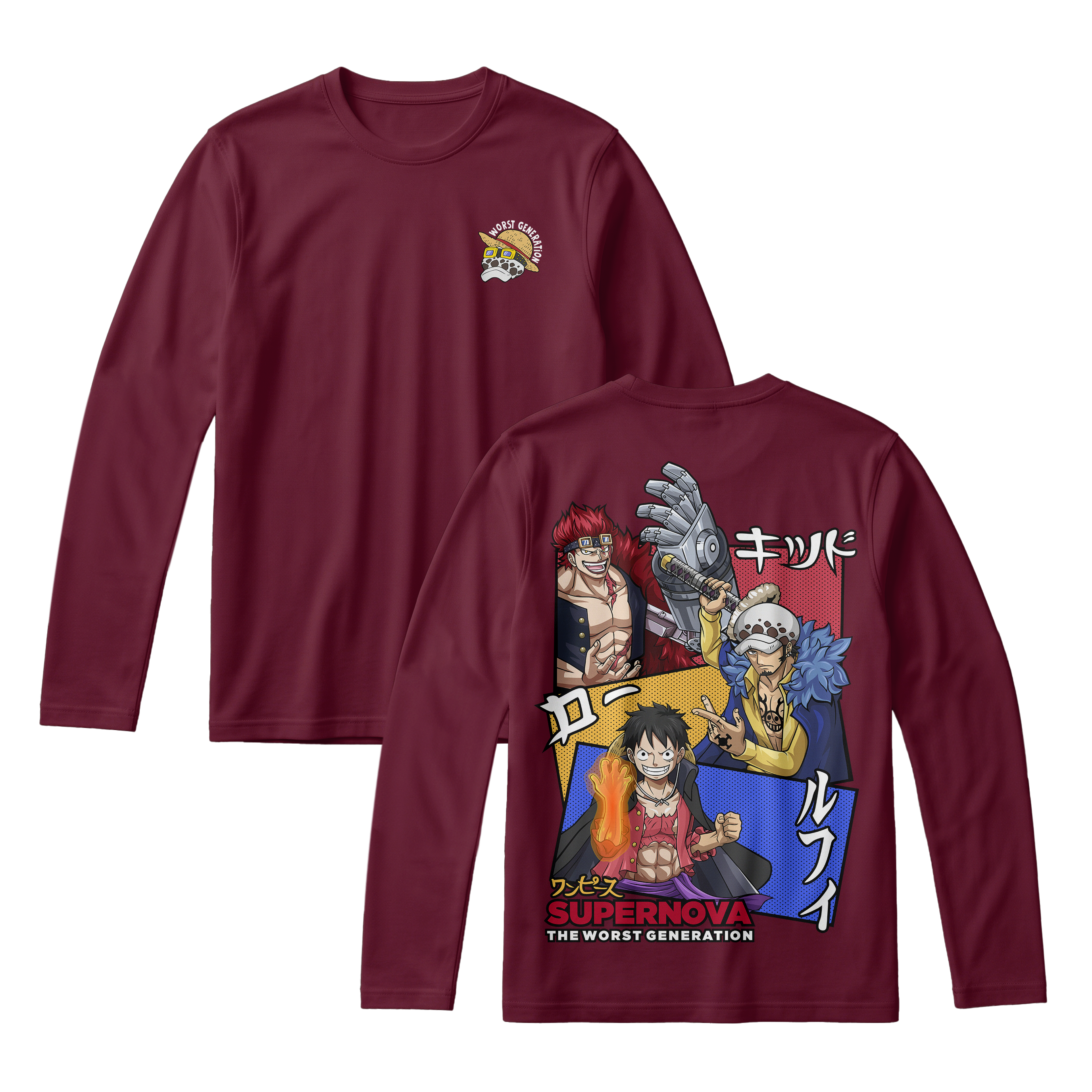 Anime One Piece Supernova The Worst Generation Long Sleeve Tee - RZM007