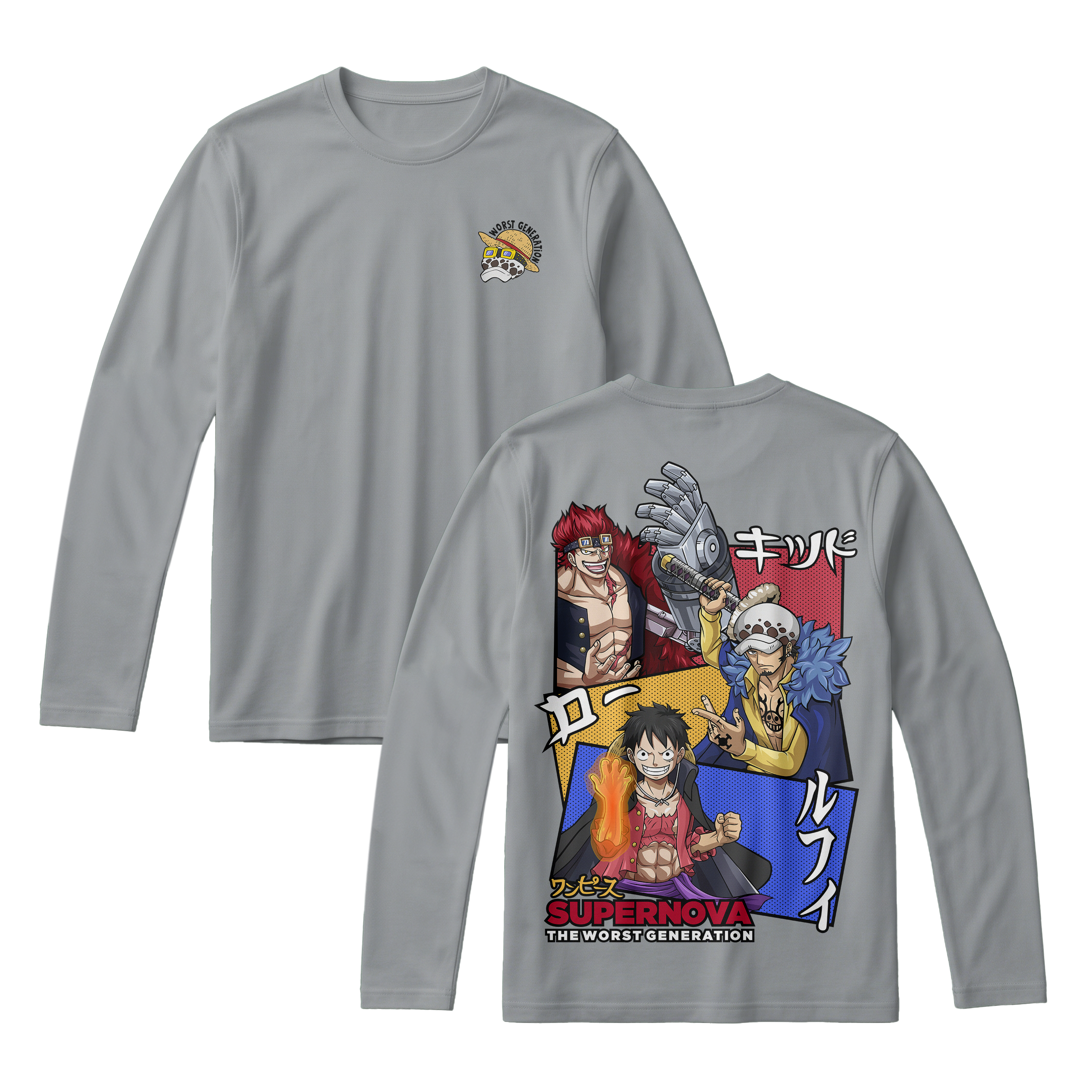 Anime One Piece Supernova The Worst Generation Long Sleeve Tee - RZM007