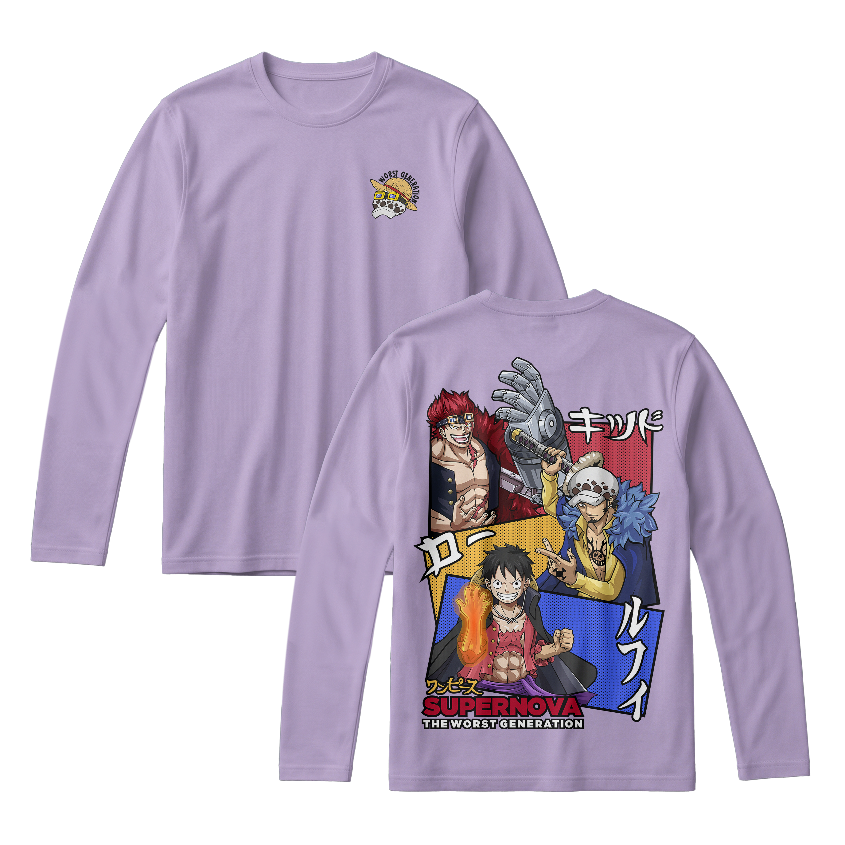 Anime One Piece Supernova The Worst Generation Long Sleeve Tee - RZM007