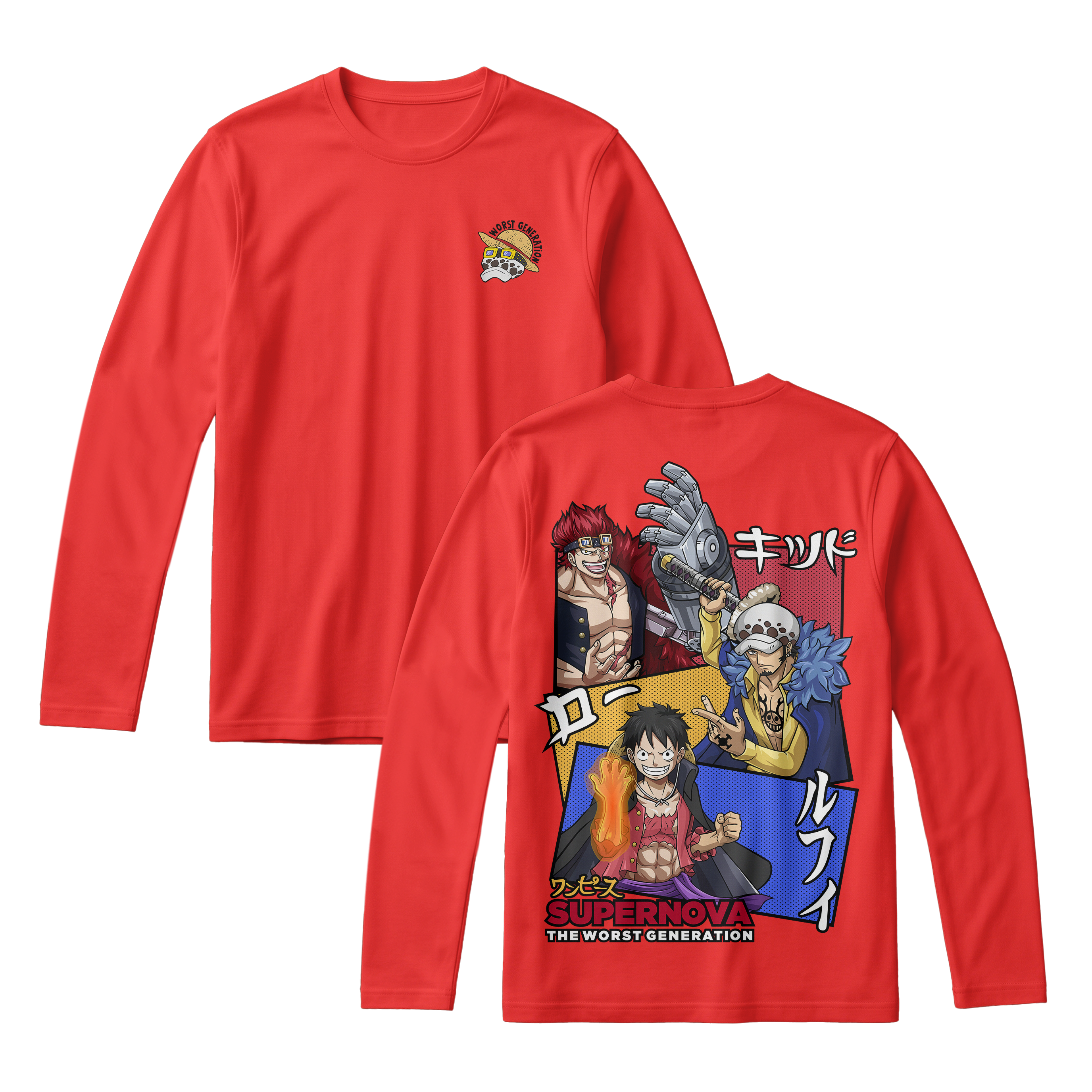 Anime One Piece Supernova The Worst Generation Long Sleeve Tee - RZM007