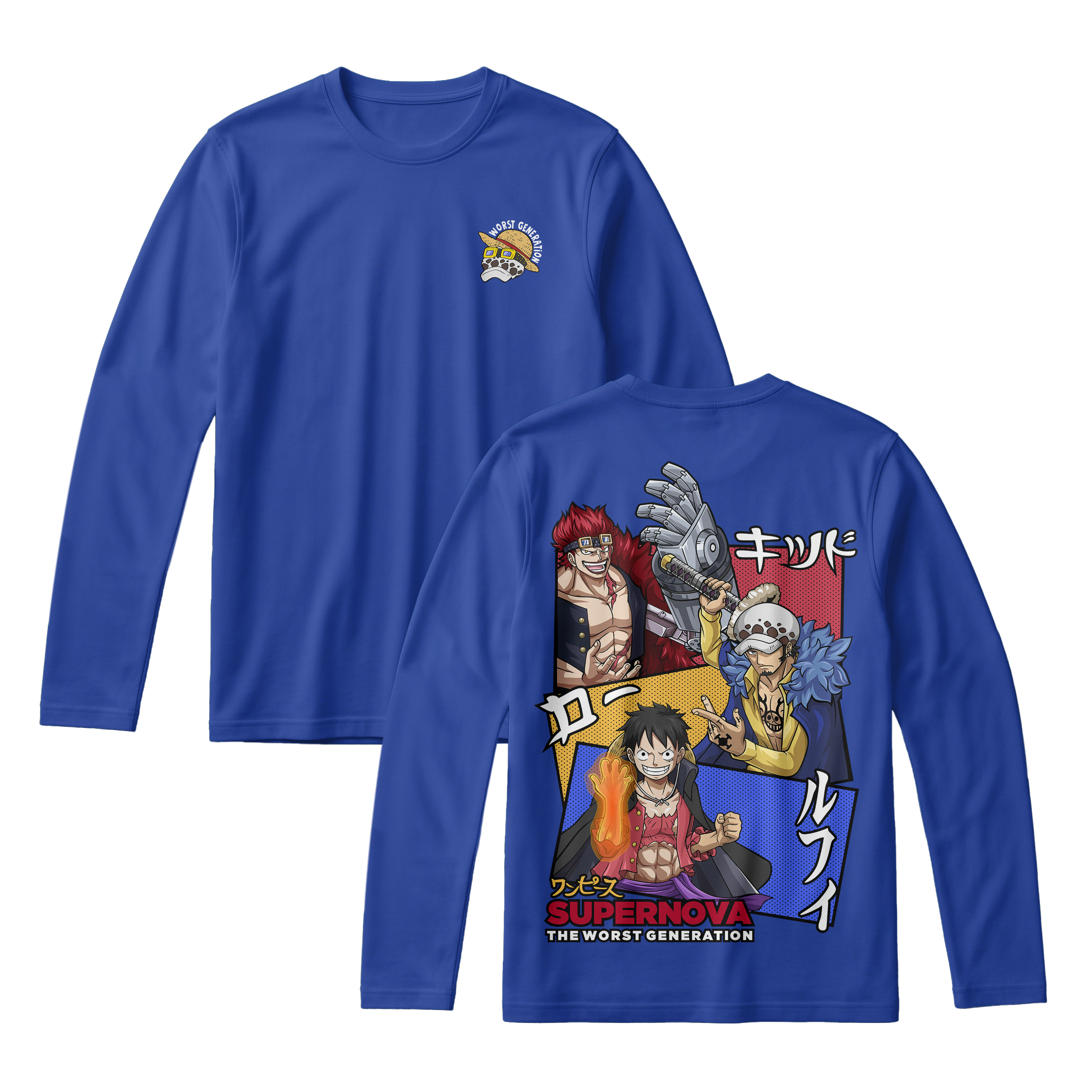 Anime One Piece Supernova The Worst Generation Long Sleeve Tee - RZM007