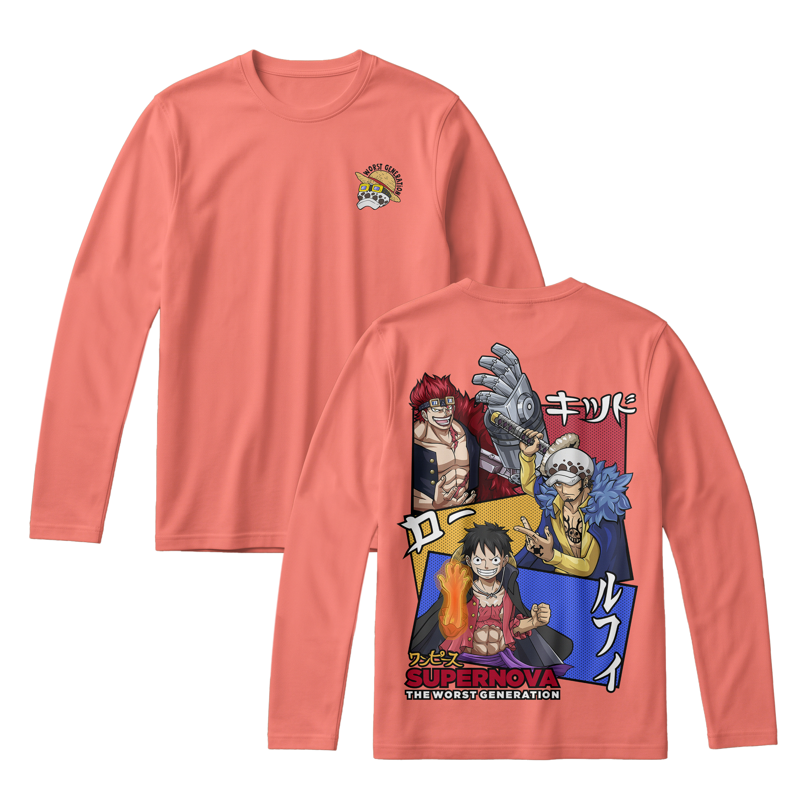 Anime One Piece Supernova The Worst Generation Long Sleeve Tee - RZM007