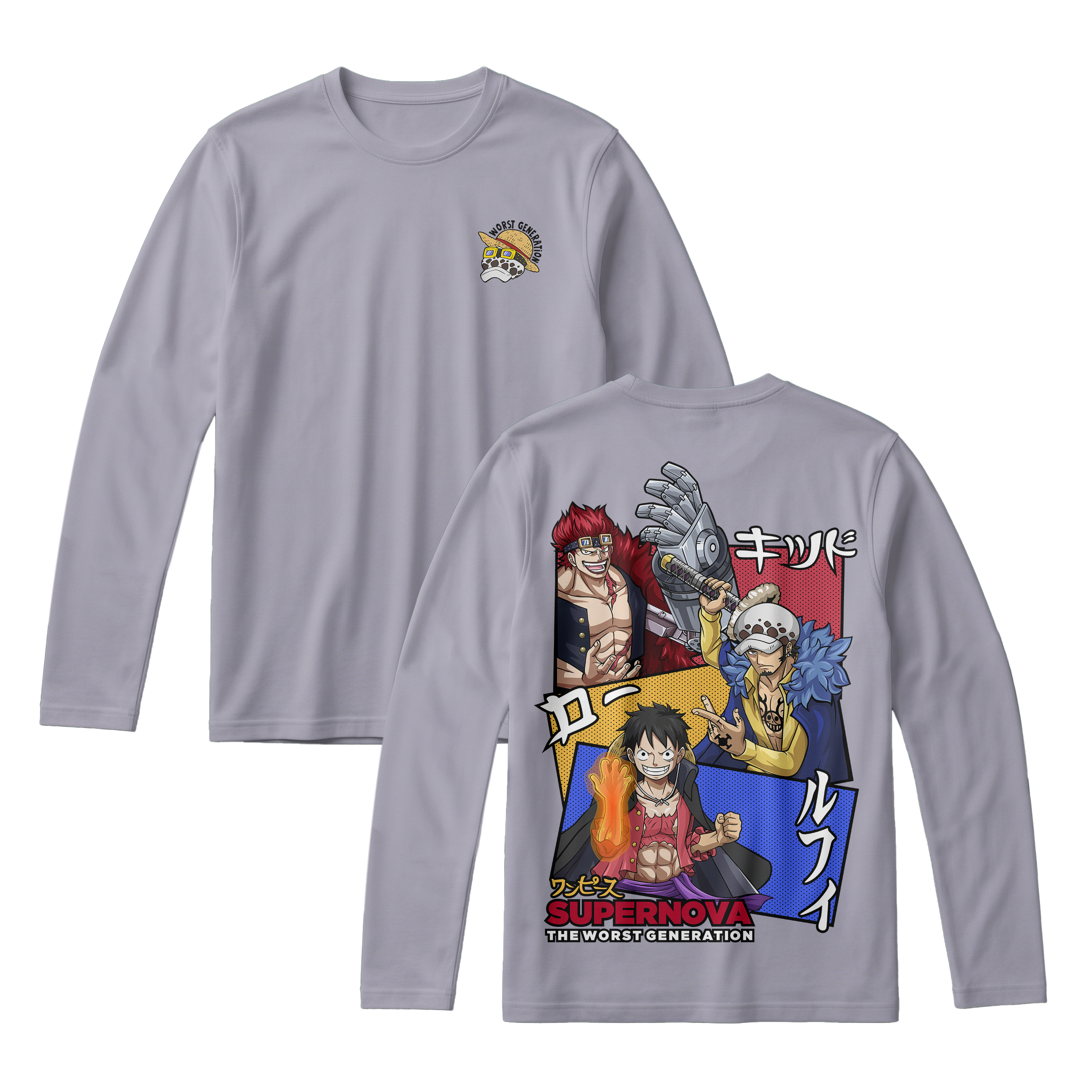 Anime One Piece Supernova The Worst Generation Long Sleeve Tee - RZM007