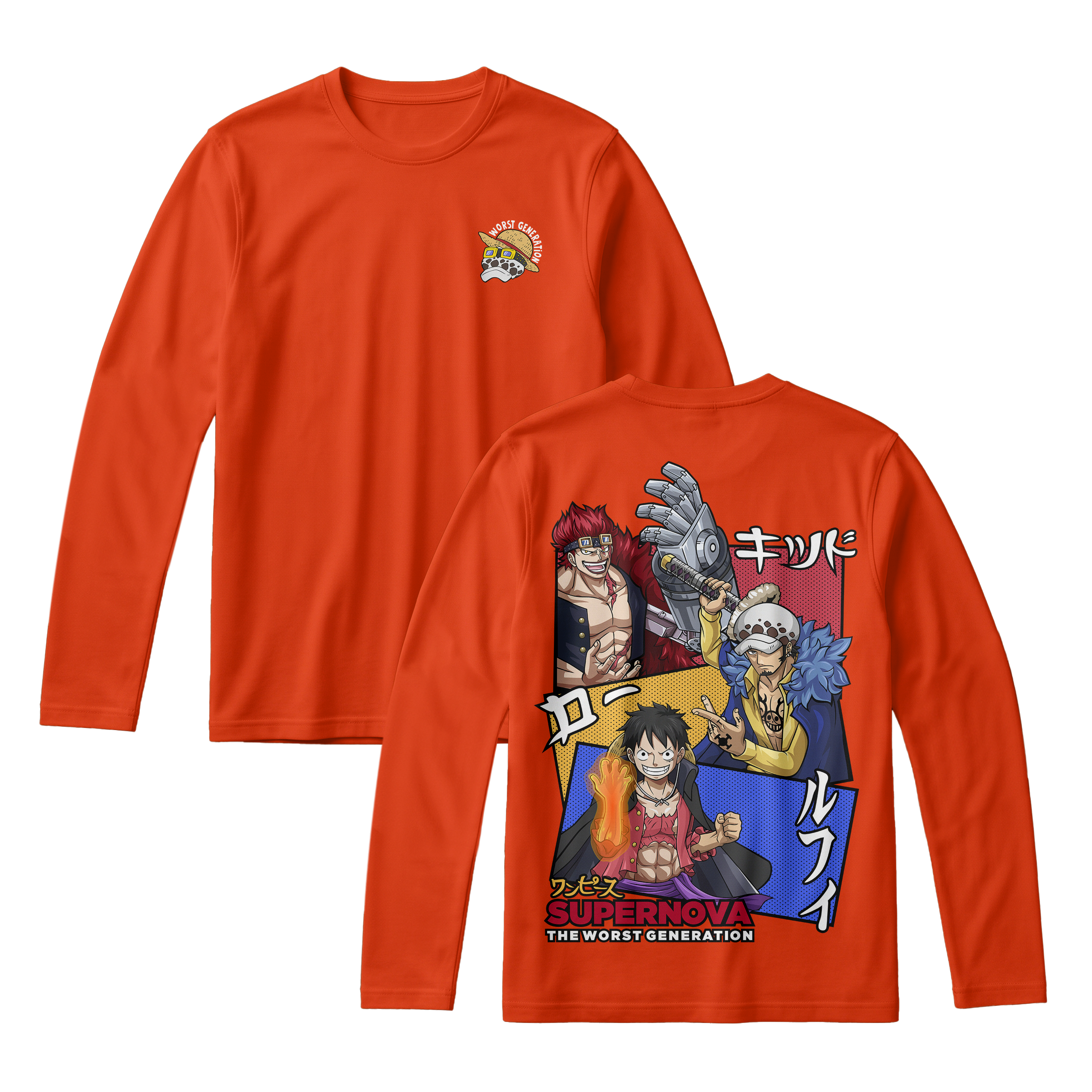 Anime One Piece Supernova The Worst Generation Long Sleeve Tee - RZM007