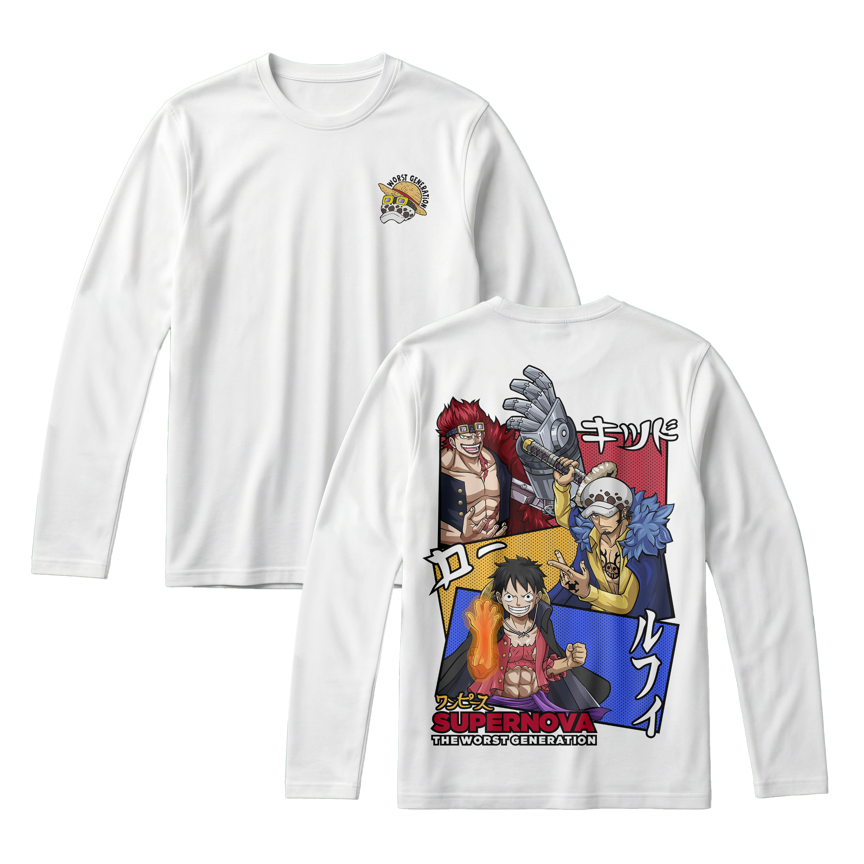 Anime One Piece Supernova The Worst Generation Long Sleeve Tee - RZM007