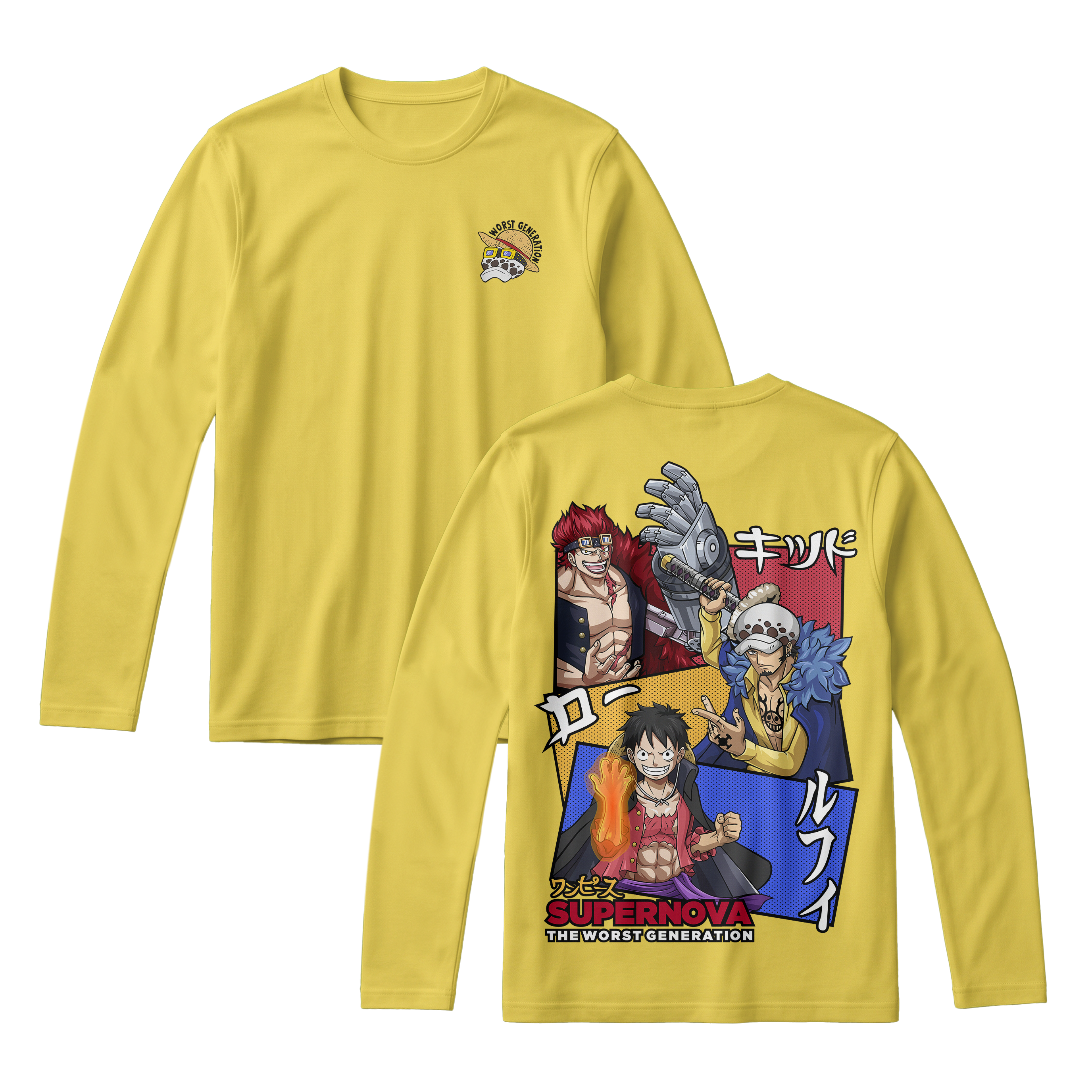 Anime One Piece Supernova The Worst Generation Long Sleeve Tee - RZM007