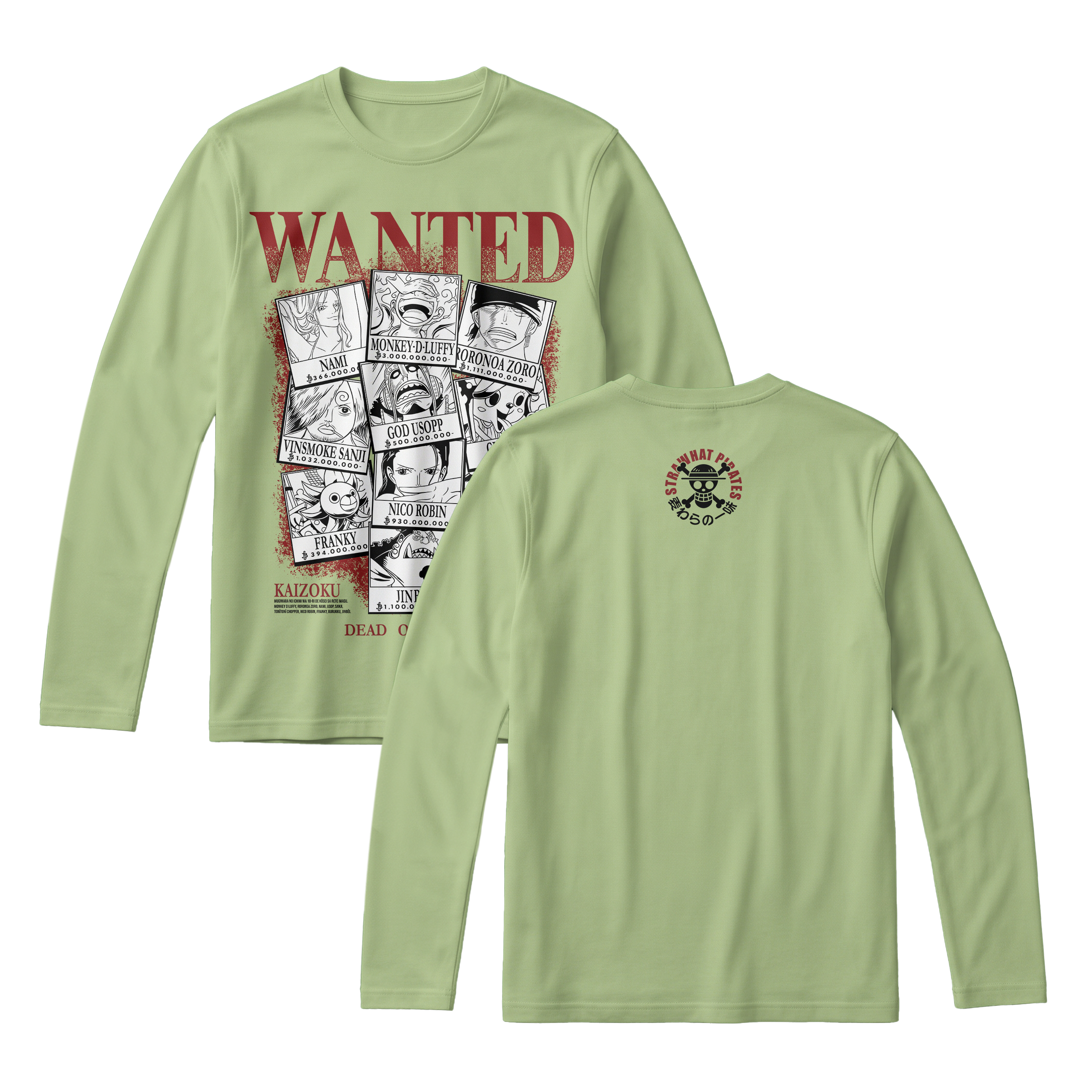 Anime One Piece Wanted Mugiwara Crew Long Sleeve Tee - RZM008