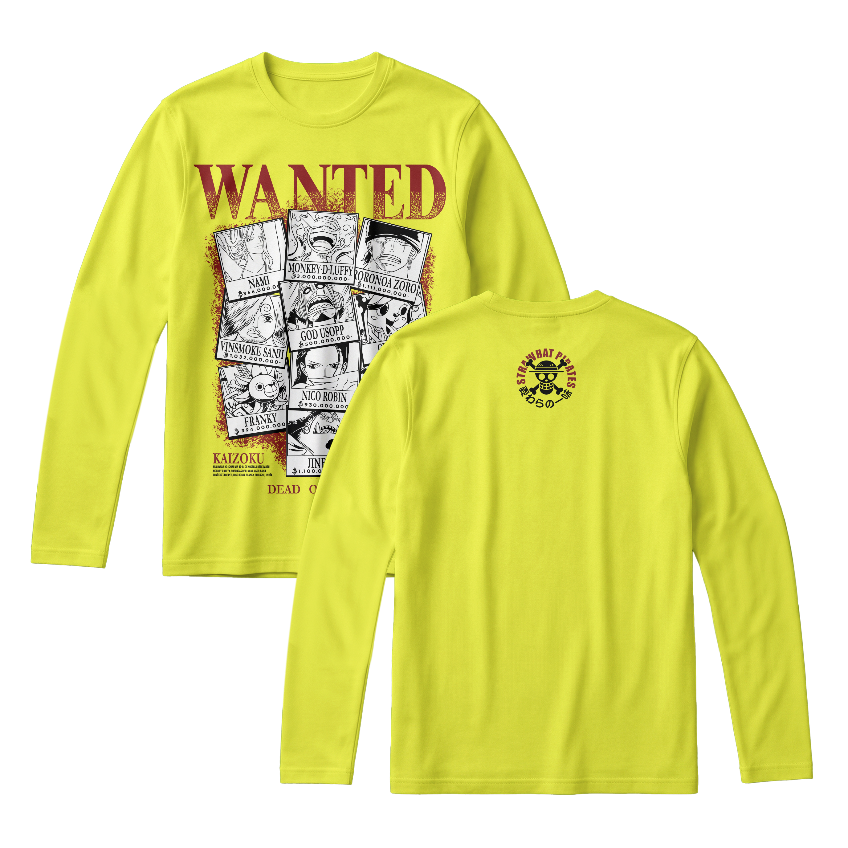 Anime One Piece Wanted Mugiwara Crew Long Sleeve Tee - RZM008