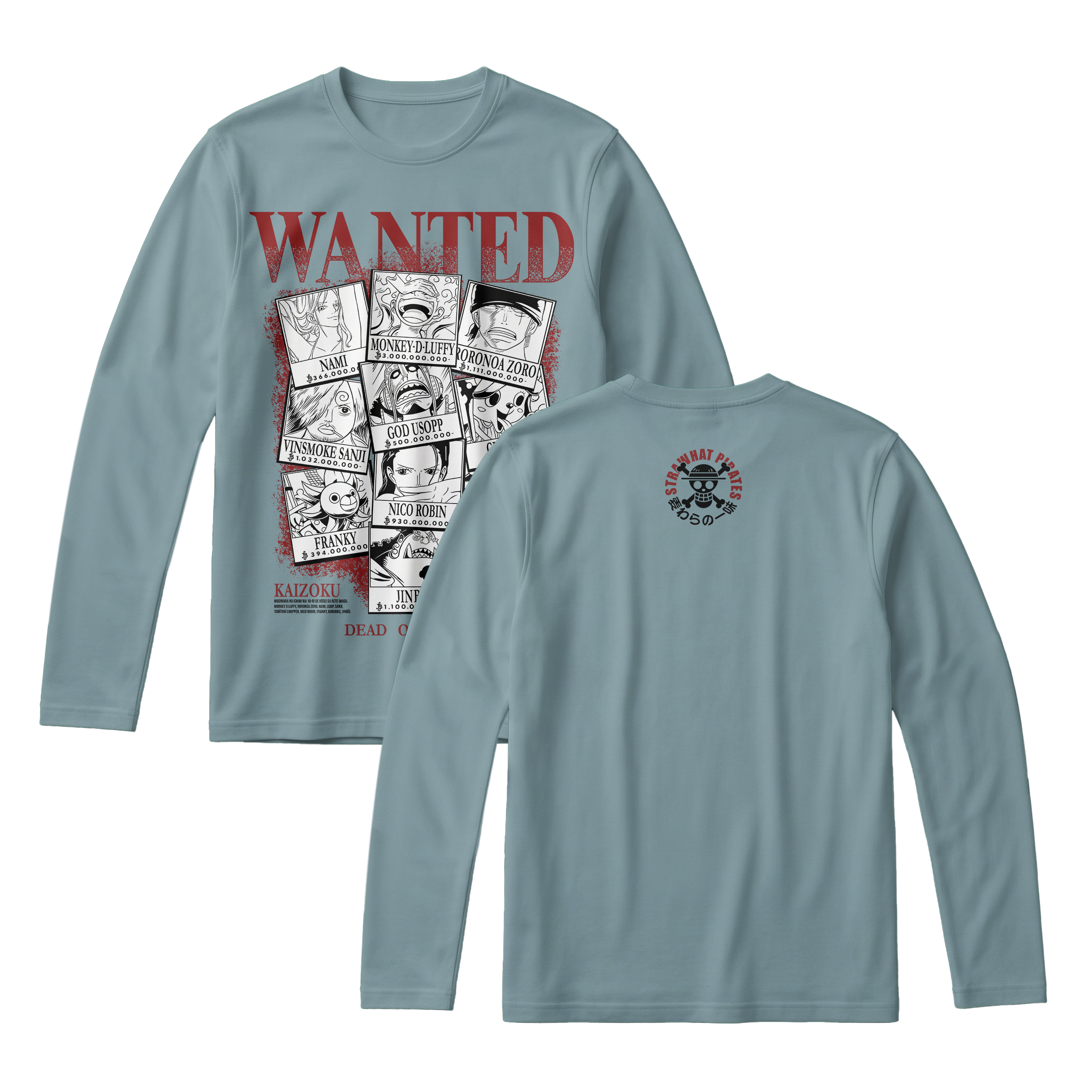Anime One Piece Wanted Mugiwara Crew Long Sleeve Tee - RZM008
