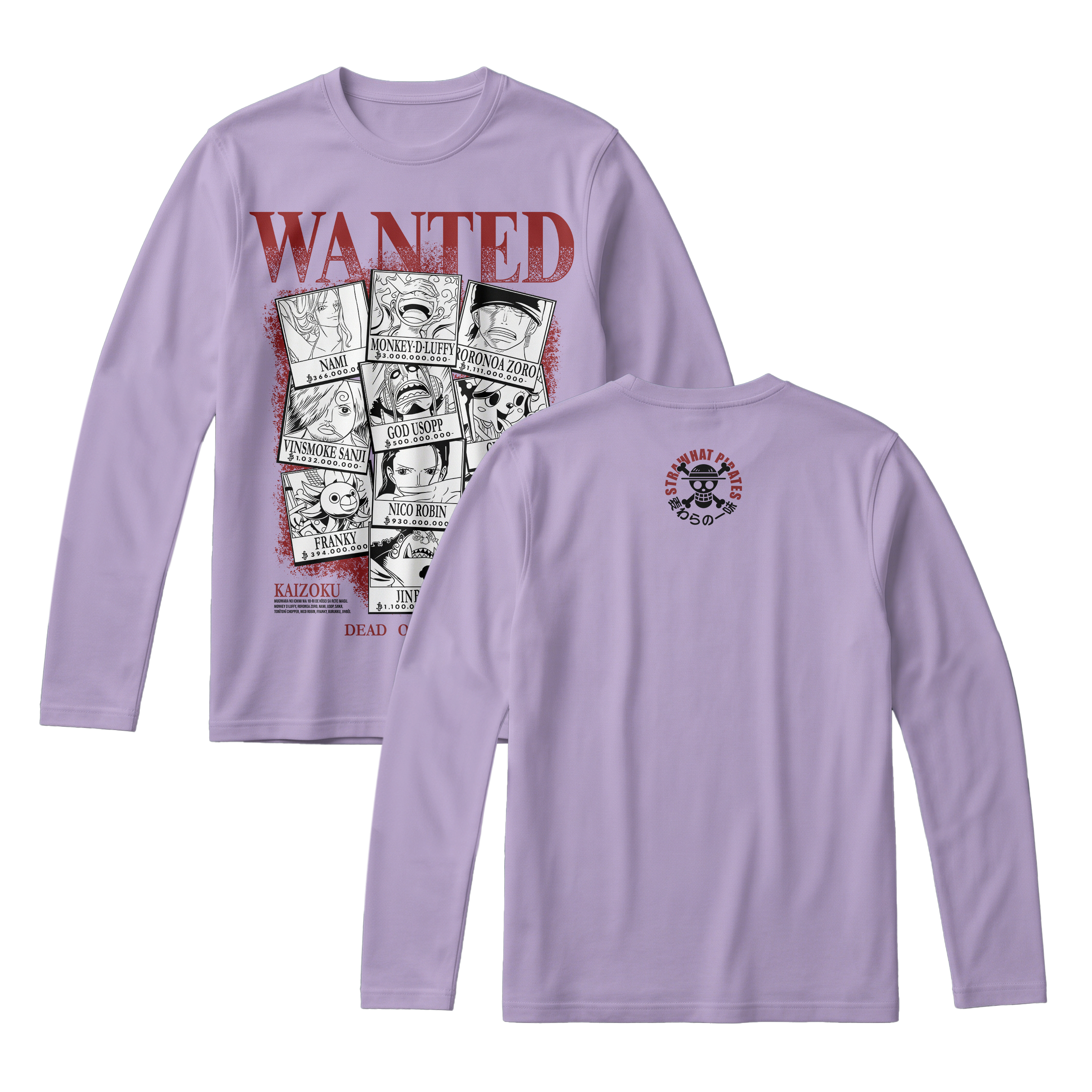 Anime One Piece Wanted Mugiwara Crew Long Sleeve Tee - RZM008