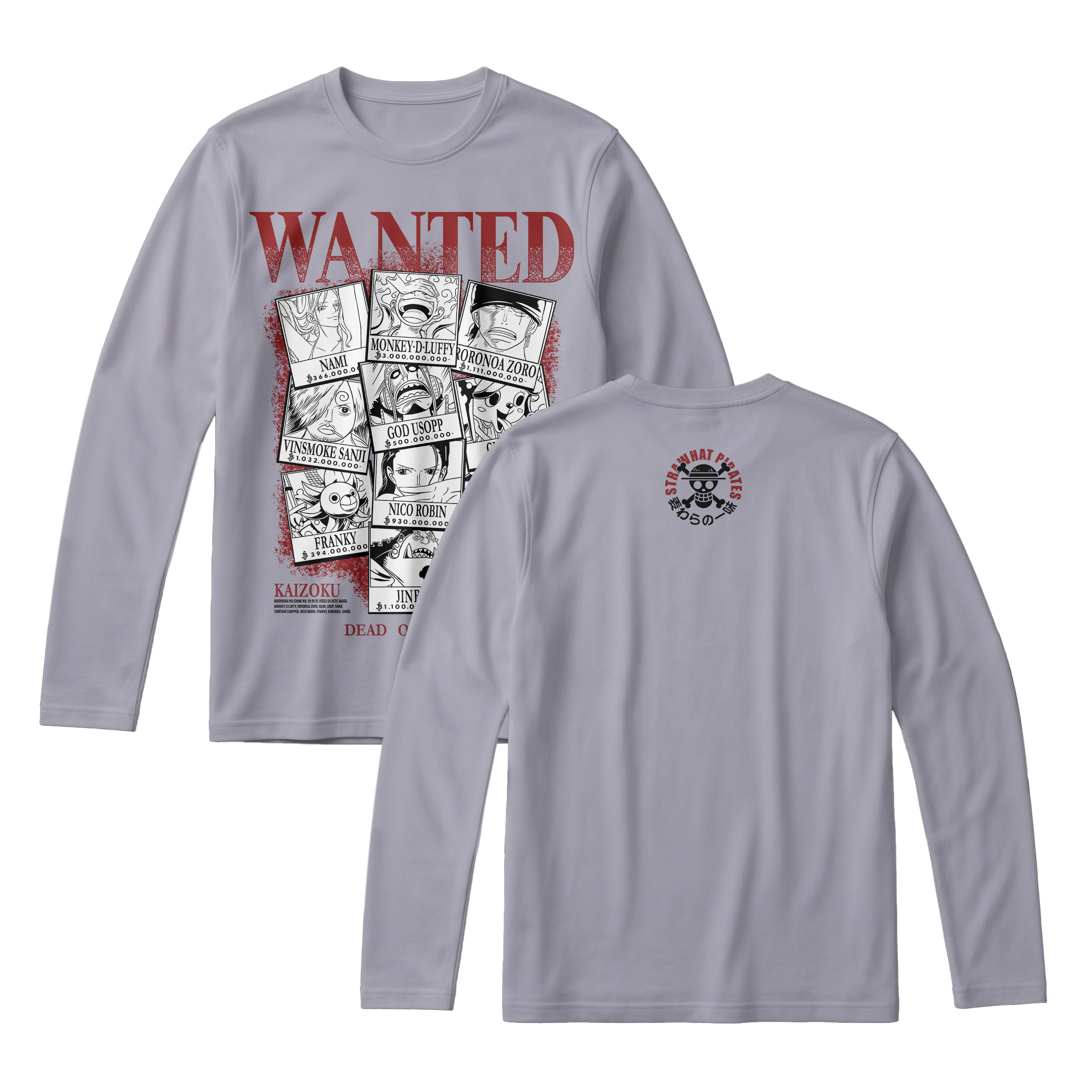 Anime One Piece Wanted Mugiwara Crew Long Sleeve Tee - RZM008