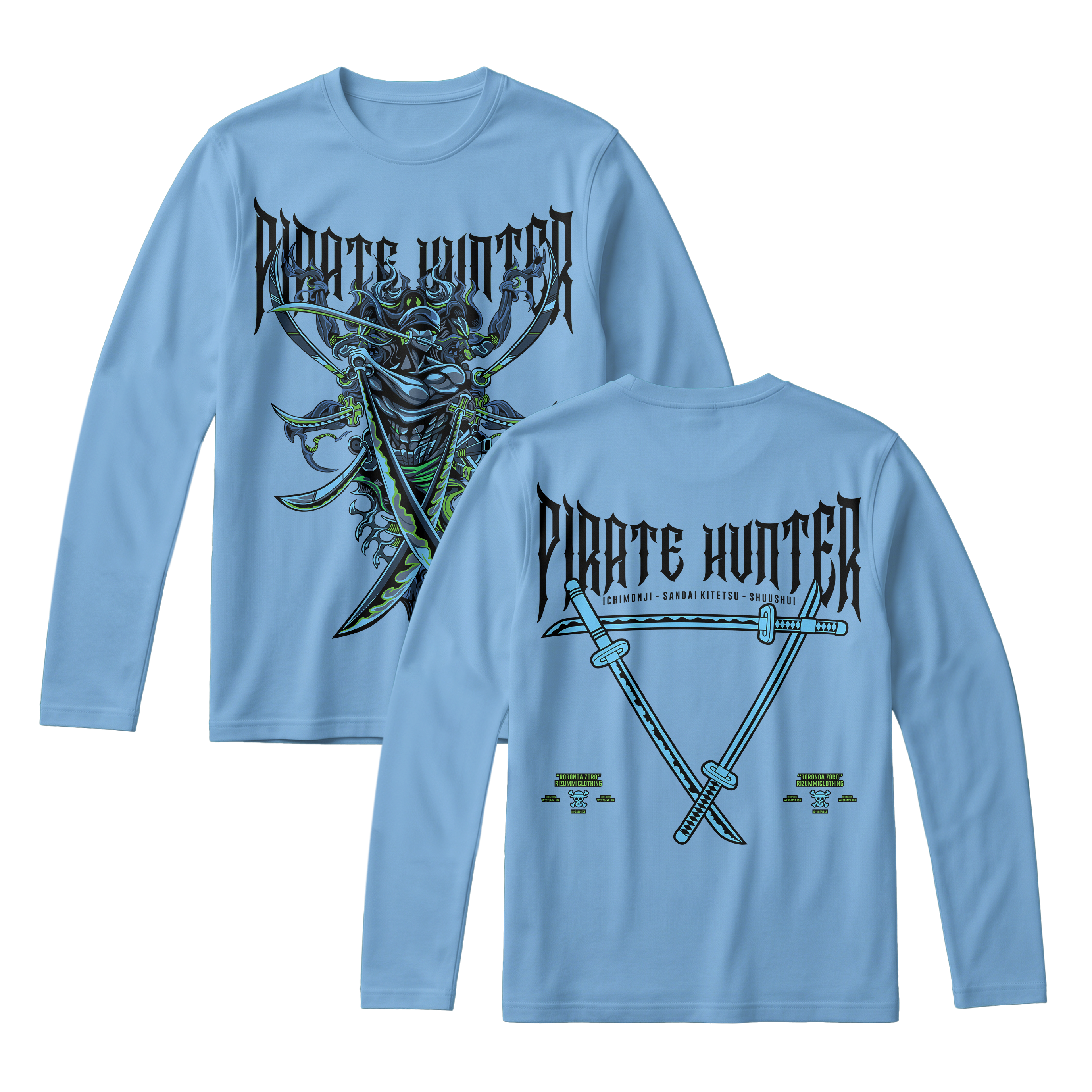 Anime One Piece Roronoa Zoro Pirates Hunter Long Sleeve Tee - RZM010