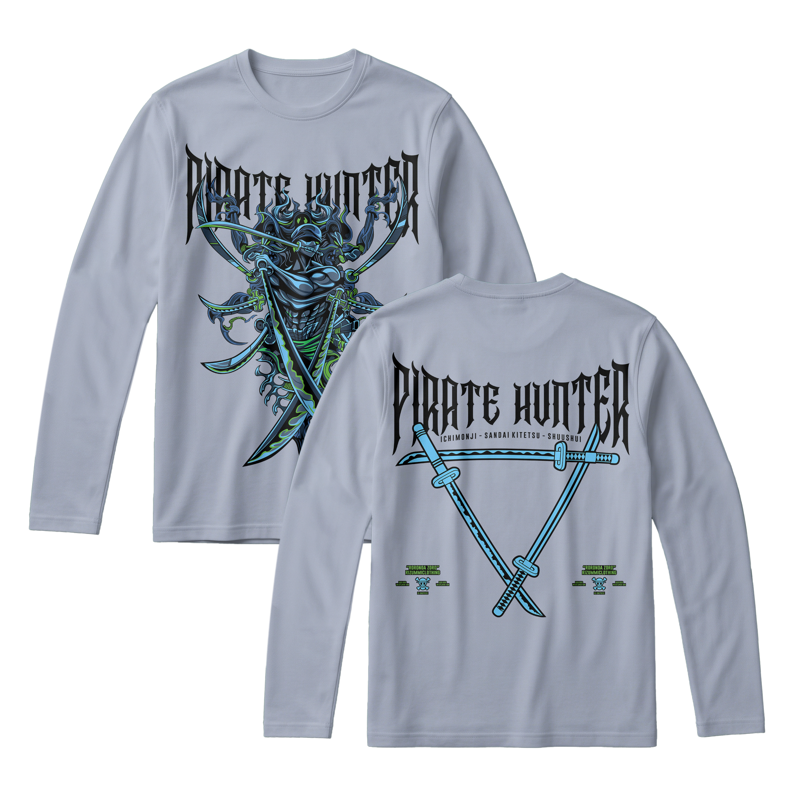 Anime One Piece Roronoa Zoro Pirates Hunter Long Sleeve Tee - RZM010