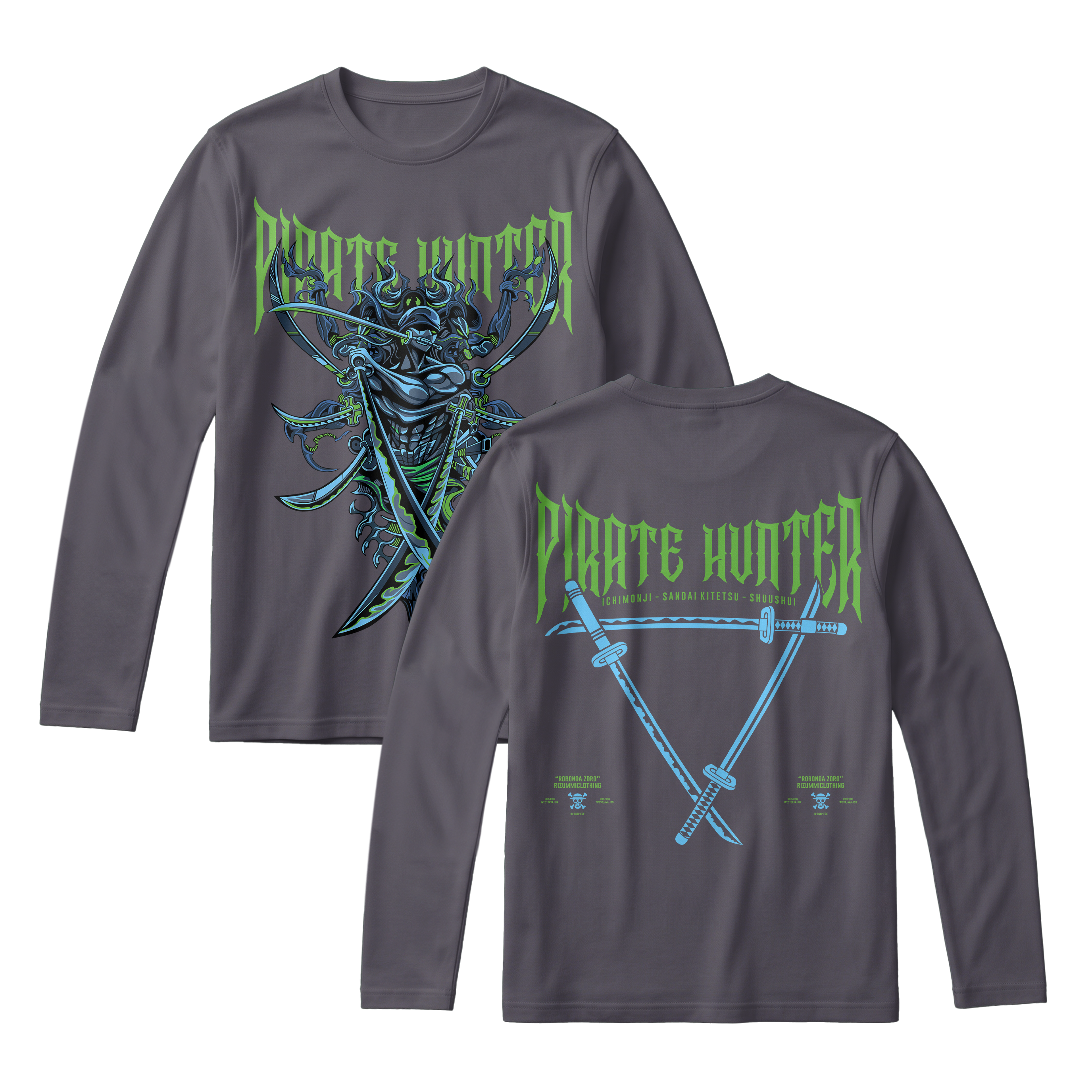 Anime One Piece Roronoa Zoro Pirates Hunter Long Sleeve Tee - RZM010