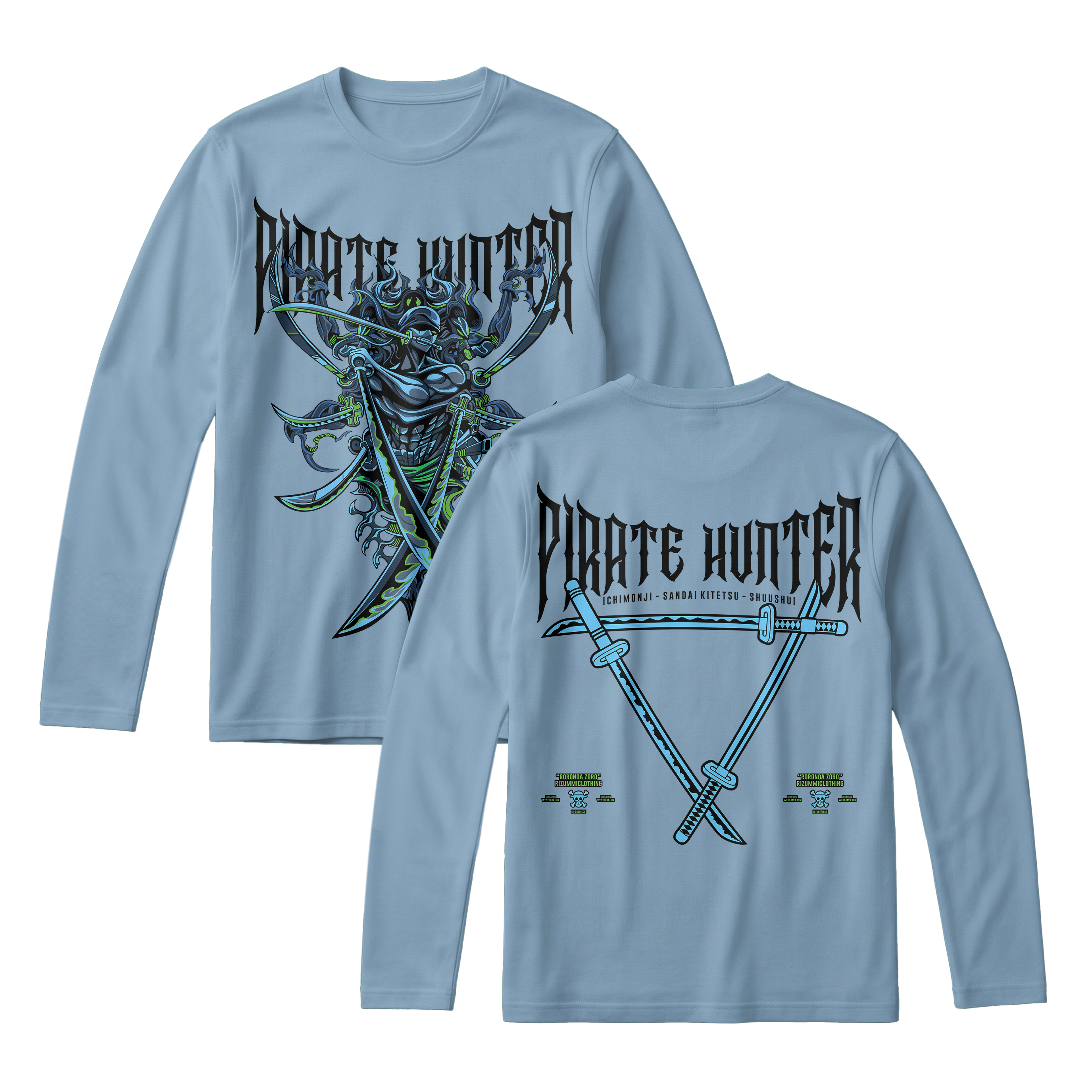 Anime One Piece Roronoa Zoro Pirates Hunter Long Sleeve Tee - RZM010