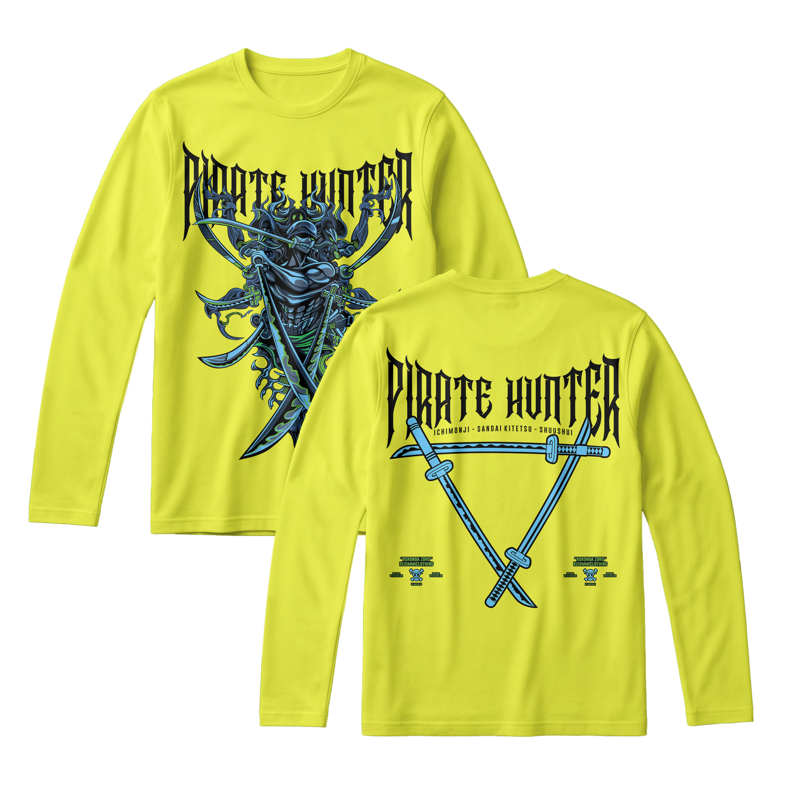 Anime One Piece Roronoa Zoro Pirates Hunter Long Sleeve Tee - RZM010