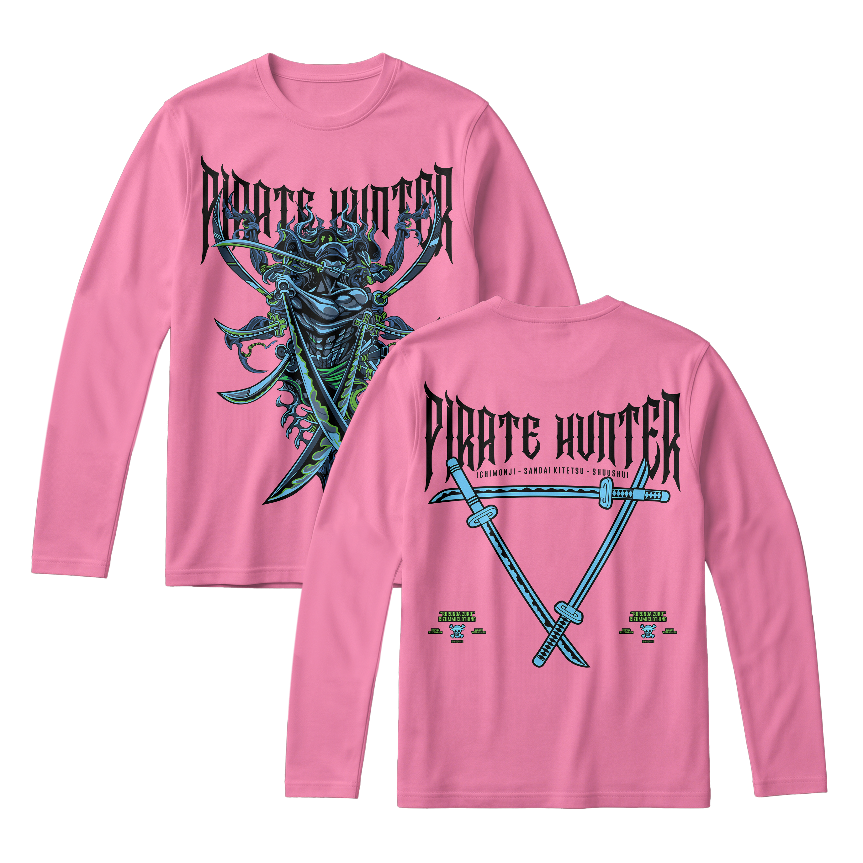 Anime One Piece Roronoa Zoro Pirates Hunter Long Sleeve Tee - RZM010