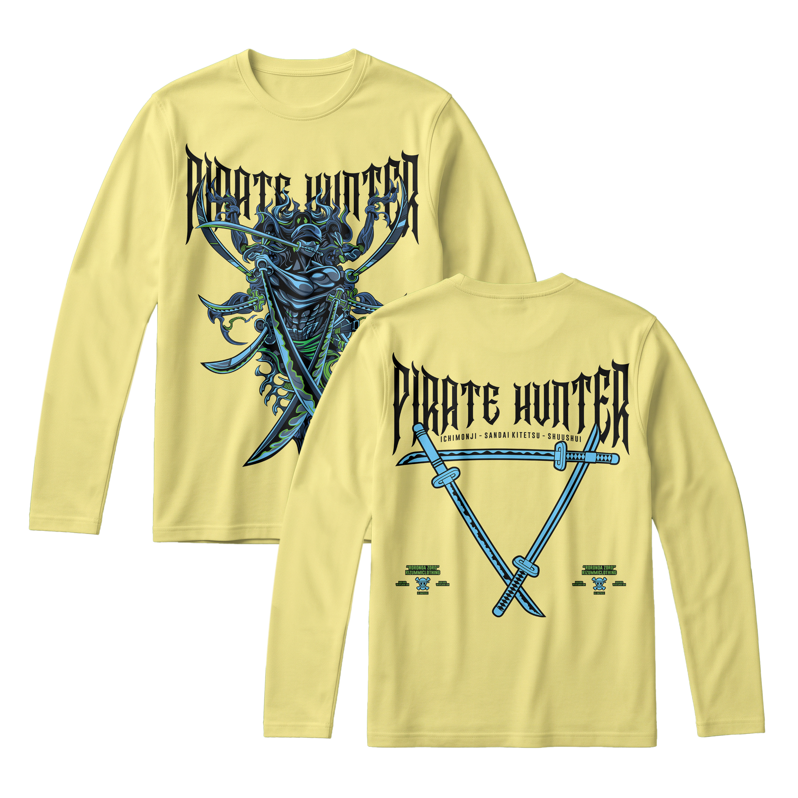 Anime One Piece Roronoa Zoro Pirates Hunter Long Sleeve Tee - RZM010