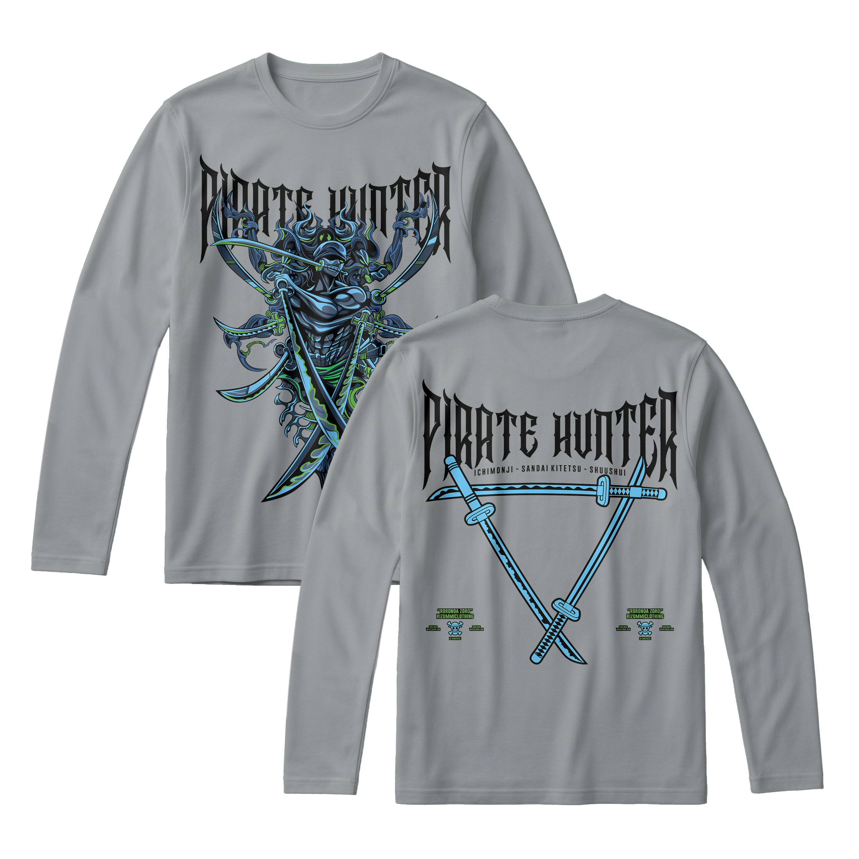 Anime One Piece Roronoa Zoro Pirates Hunter Long Sleeve Tee - RZM010