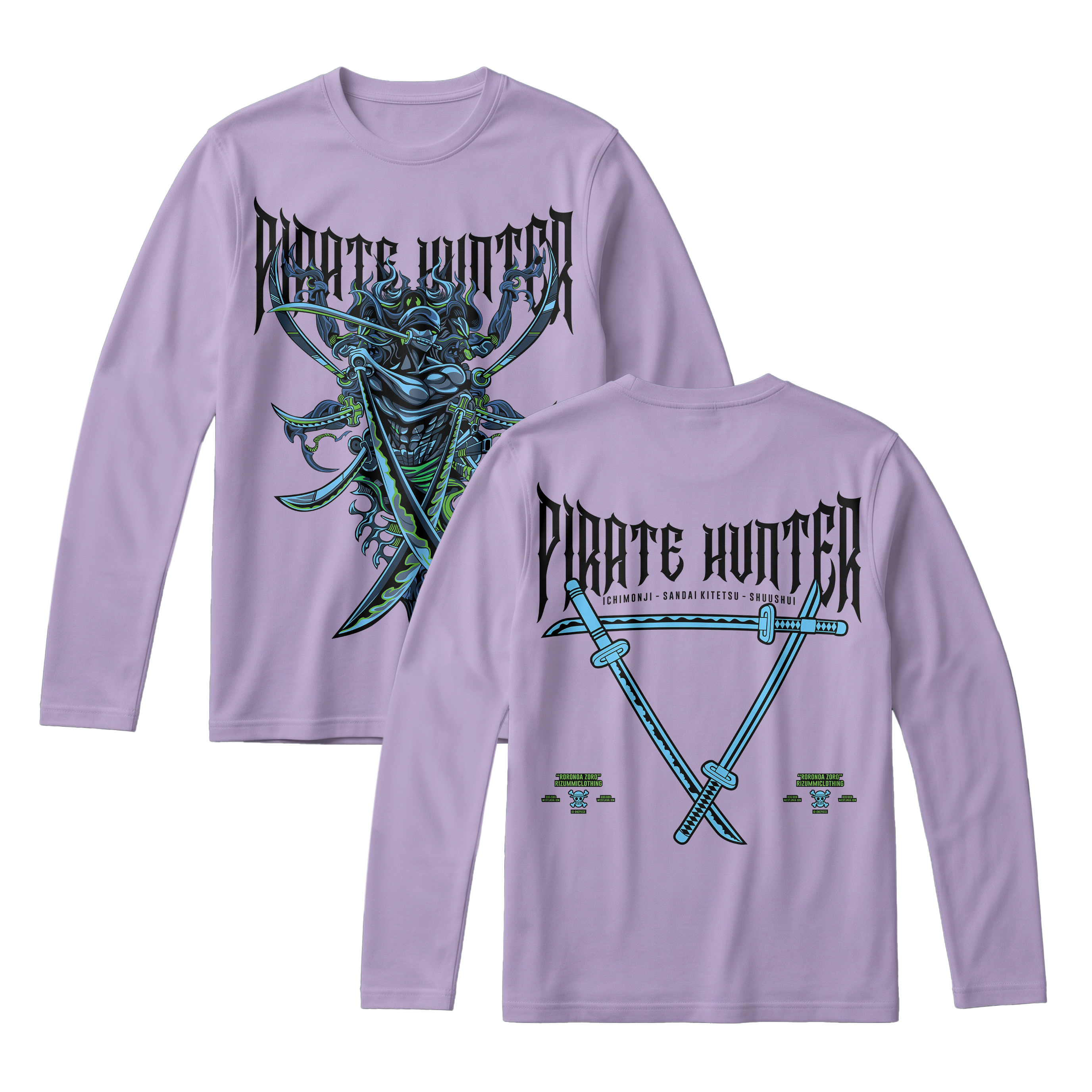 Anime One Piece Roronoa Zoro Pirates Hunter Long Sleeve Tee - RZM010