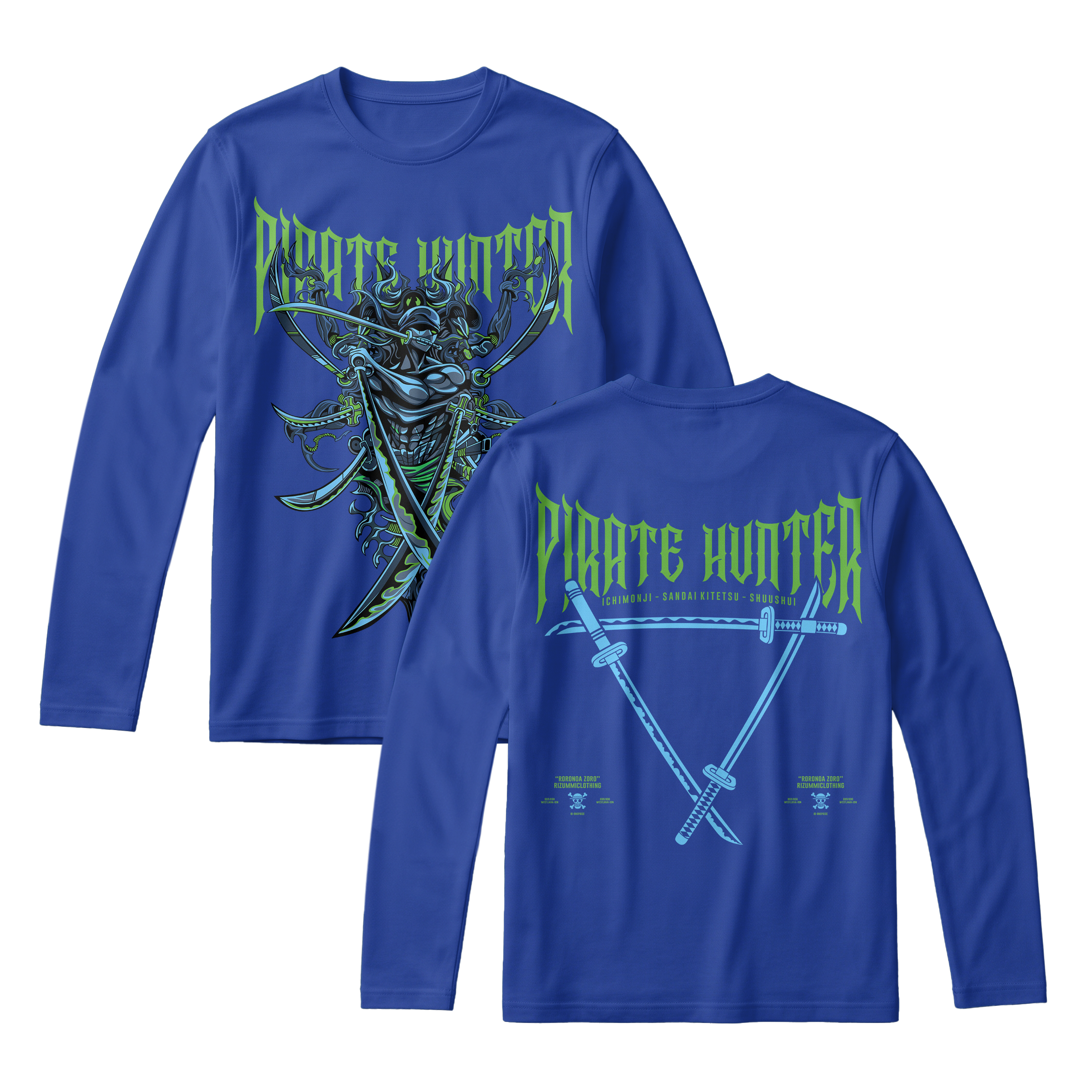 Anime One Piece Roronoa Zoro Pirates Hunter Long Sleeve Tee - RZM010
