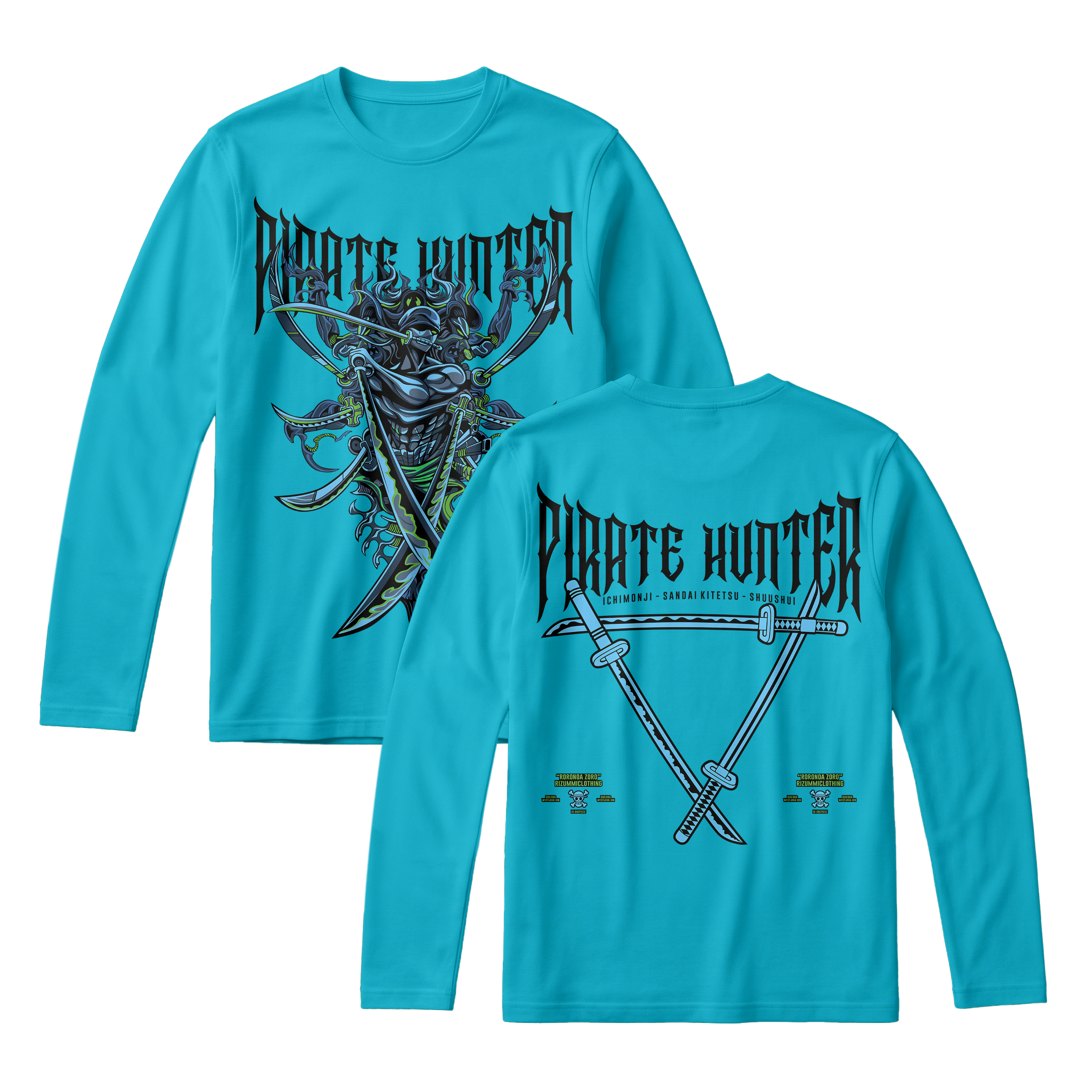 Anime One Piece Roronoa Zoro Pirates Hunter Long Sleeve Tee - RZM010