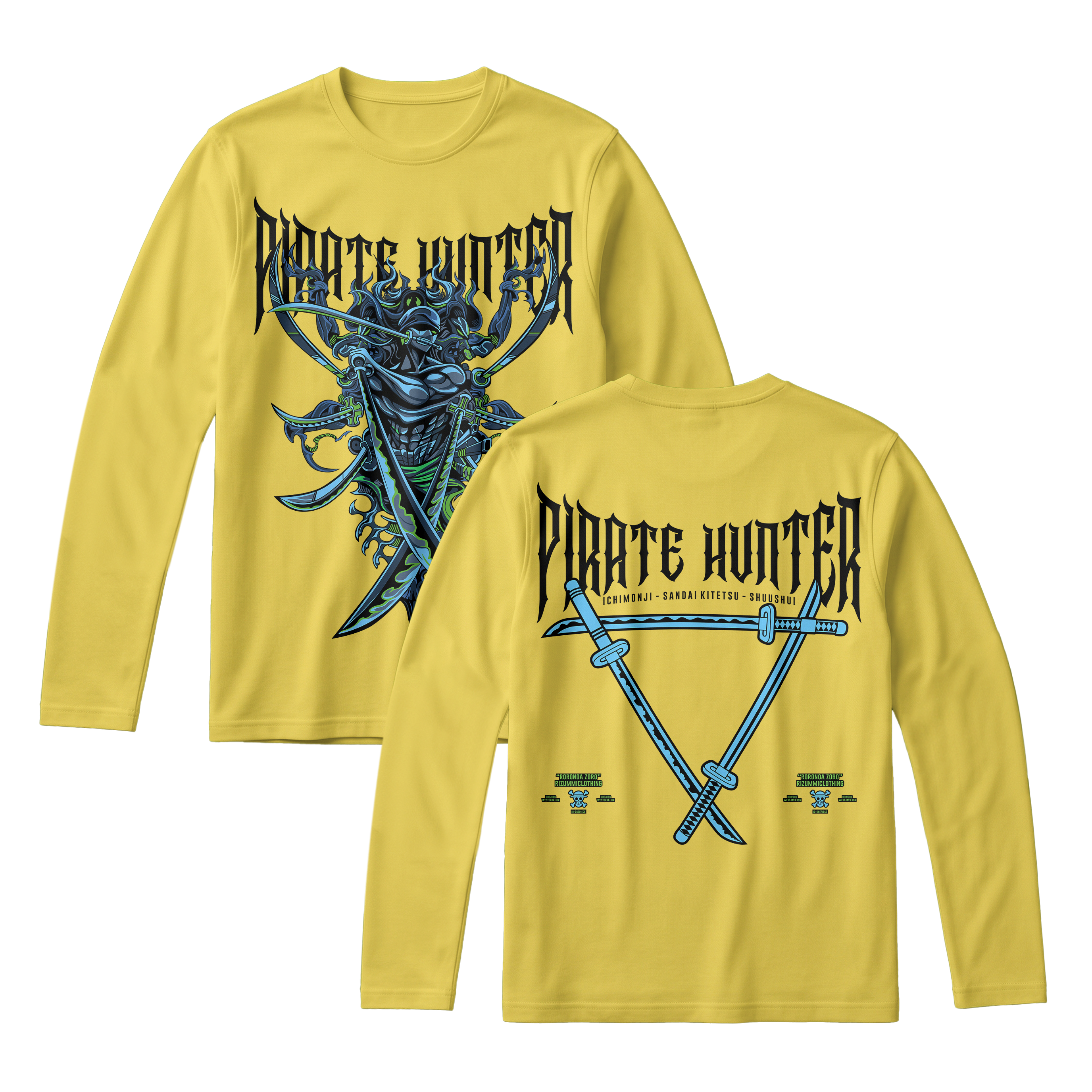 Anime One Piece Roronoa Zoro Pirates Hunter Long Sleeve Tee - RZM010