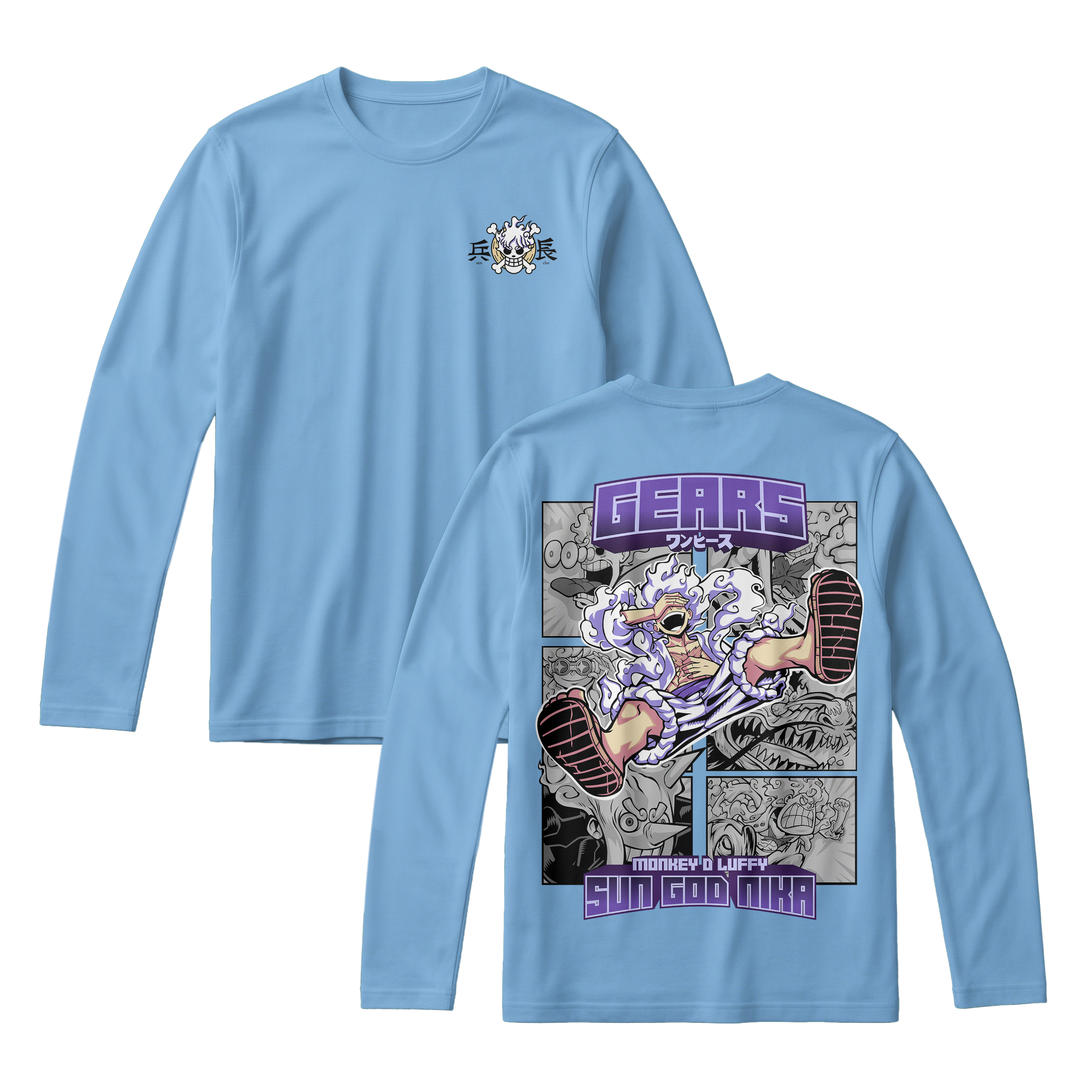 Anime One Piece Gear 5 Monkey D. Luffy Sun God Nika Long Sleeve Tee - RZM011