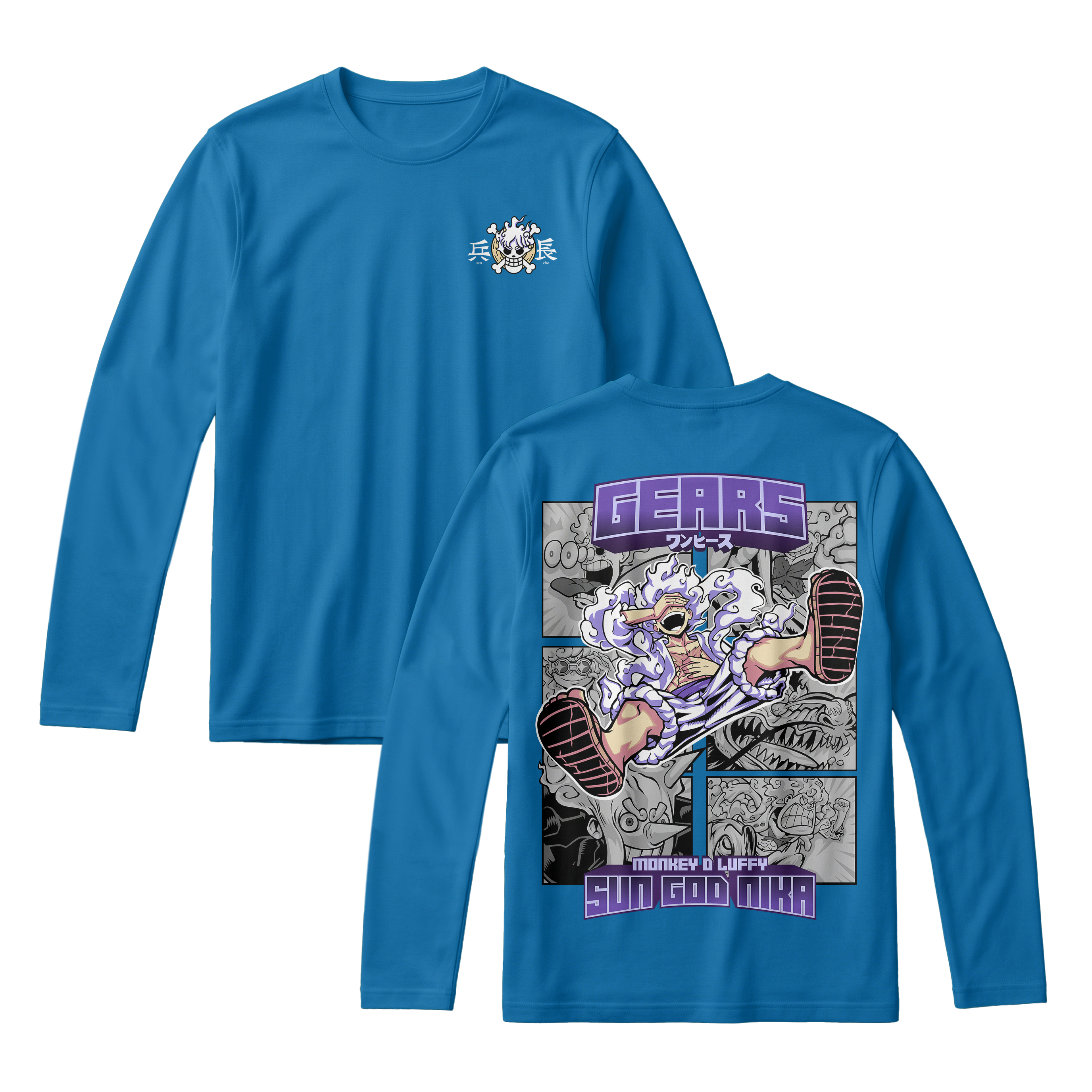 Anime One Piece Gear 5 Monkey D. Luffy Sun God Nika Long Sleeve Tee - RZM011