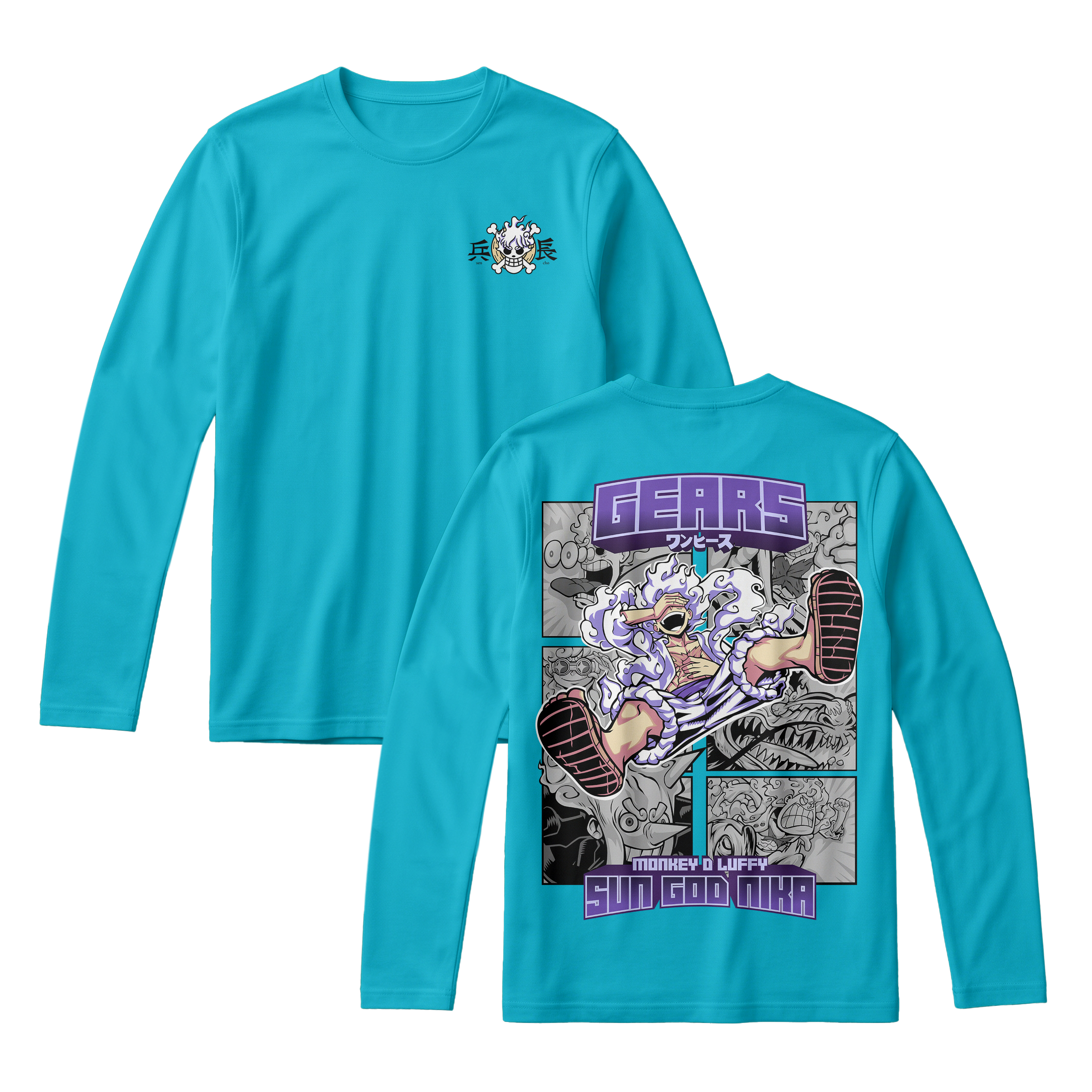 Anime One Piece Gear 5 Monkey D. Luffy Sun God Nika Long Sleeve Tee - RZM011