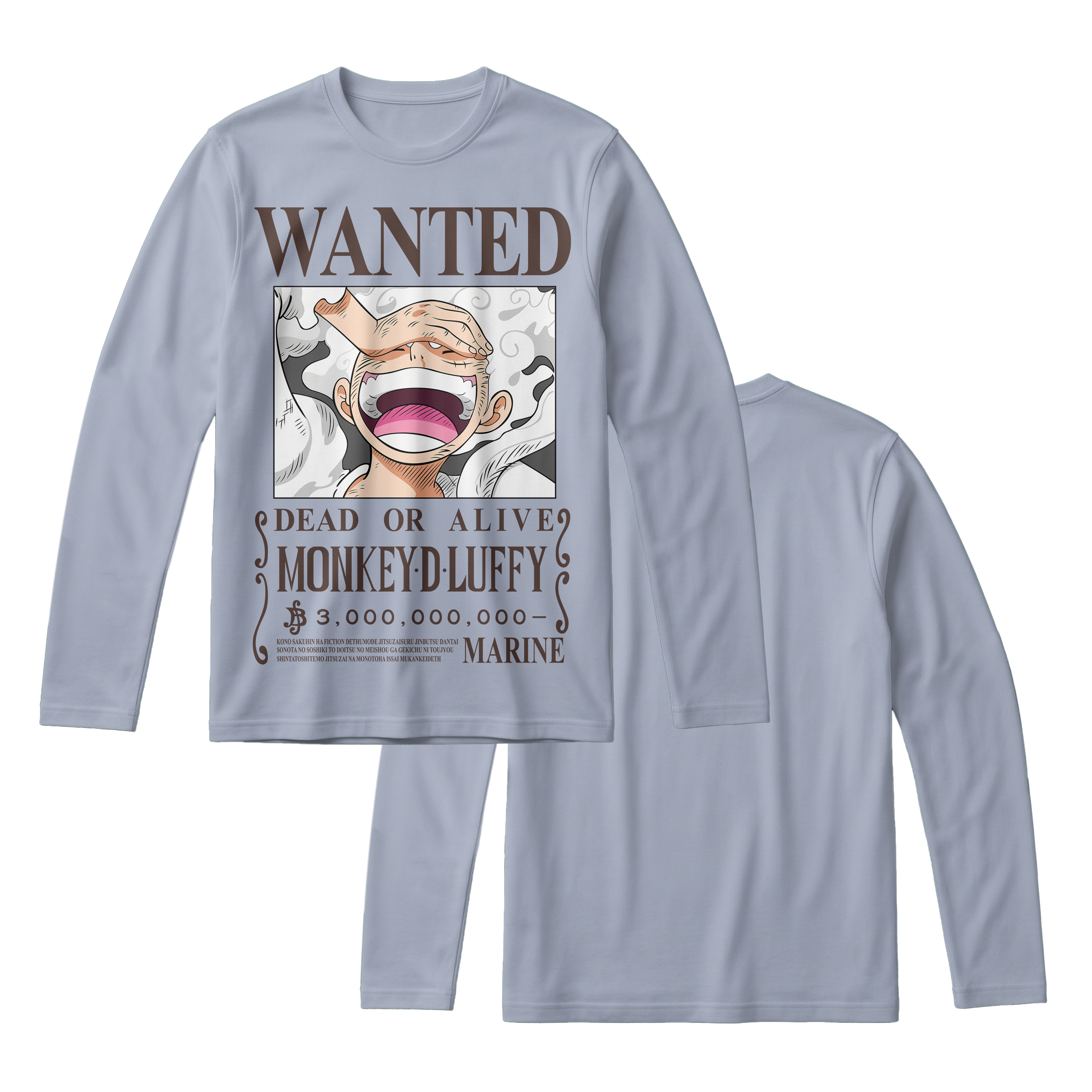 Anime One Piece Wanted Monkey D. Luffy Gear 5 Long Sleeve Tee - RZM012