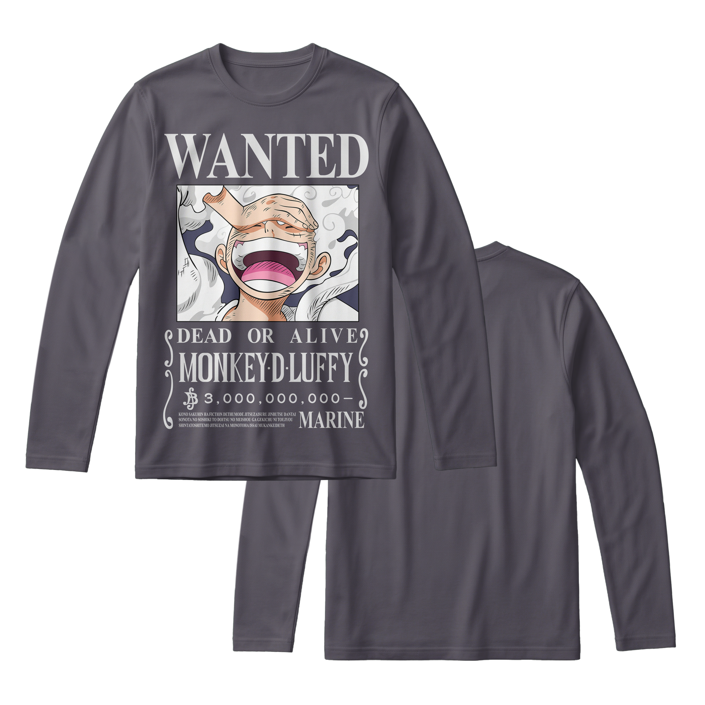 Anime One Piece Wanted Monkey D. Luffy Gear 5 Long Sleeve Tee - RZM012