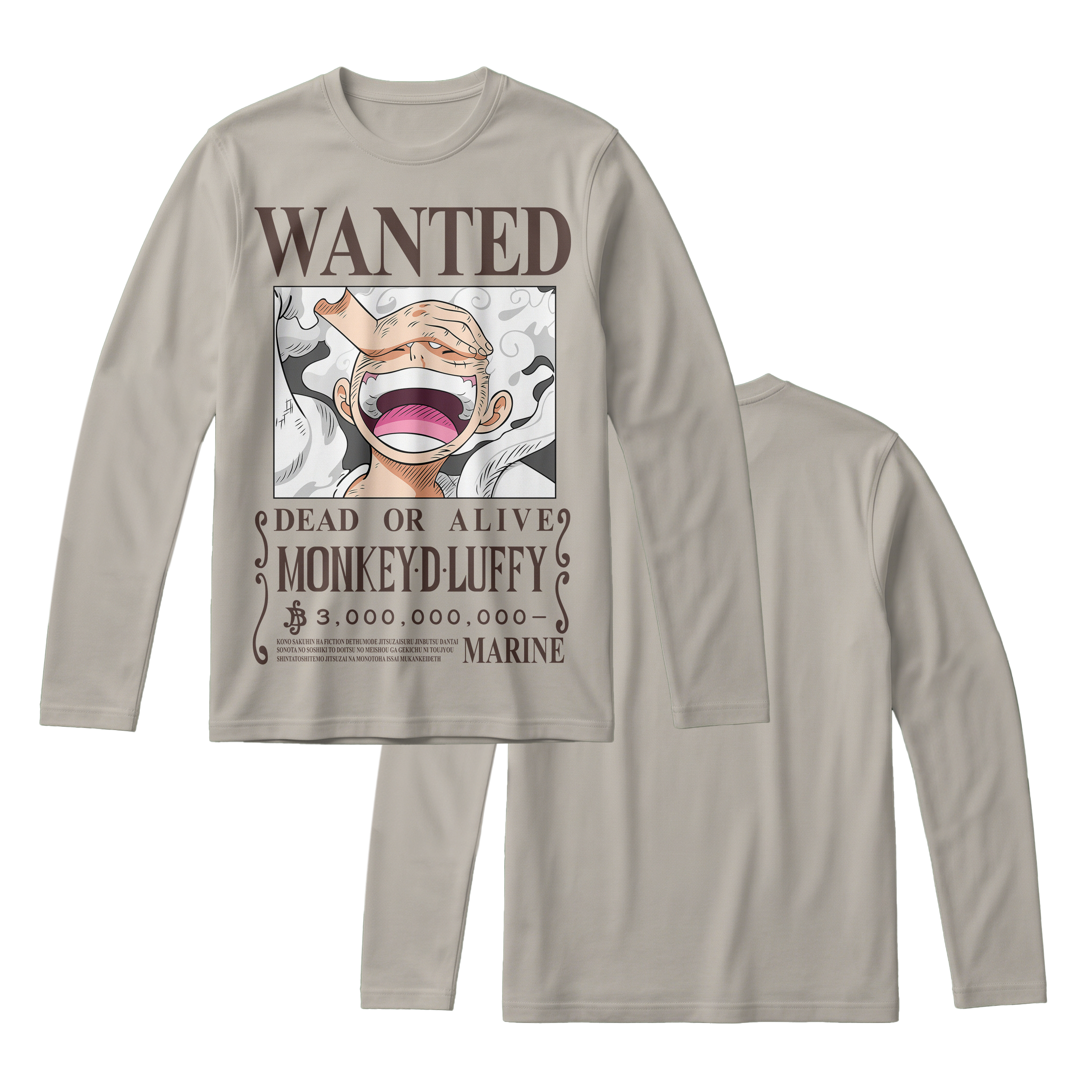 Anime One Piece Wanted Monkey D. Luffy Gear 5 Long Sleeve Tee - RZM012