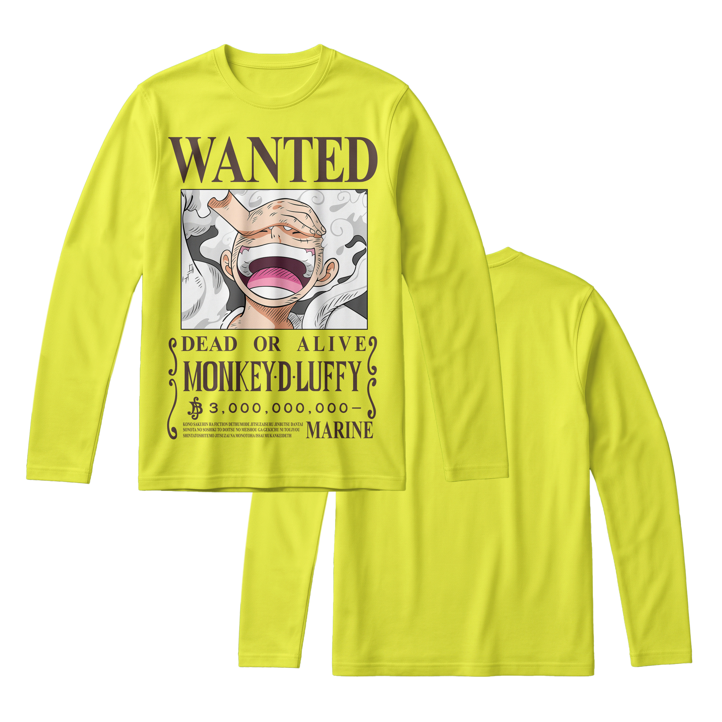 Anime One Piece Wanted Monkey D. Luffy Gear 5 Long Sleeve Tee - RZM012