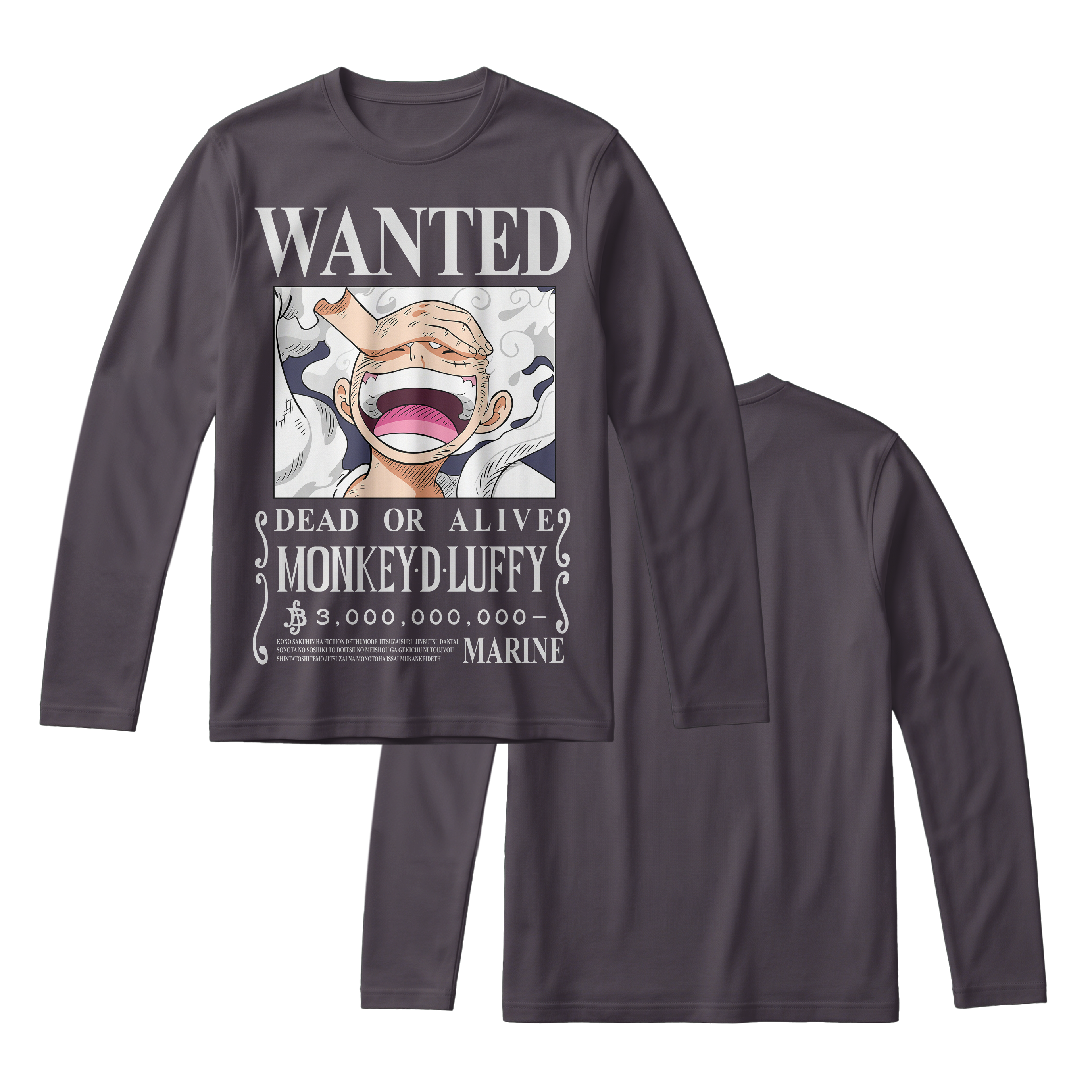 Anime One Piece Wanted Monkey D. Luffy Gear 5 Long Sleeve Tee - RZM012