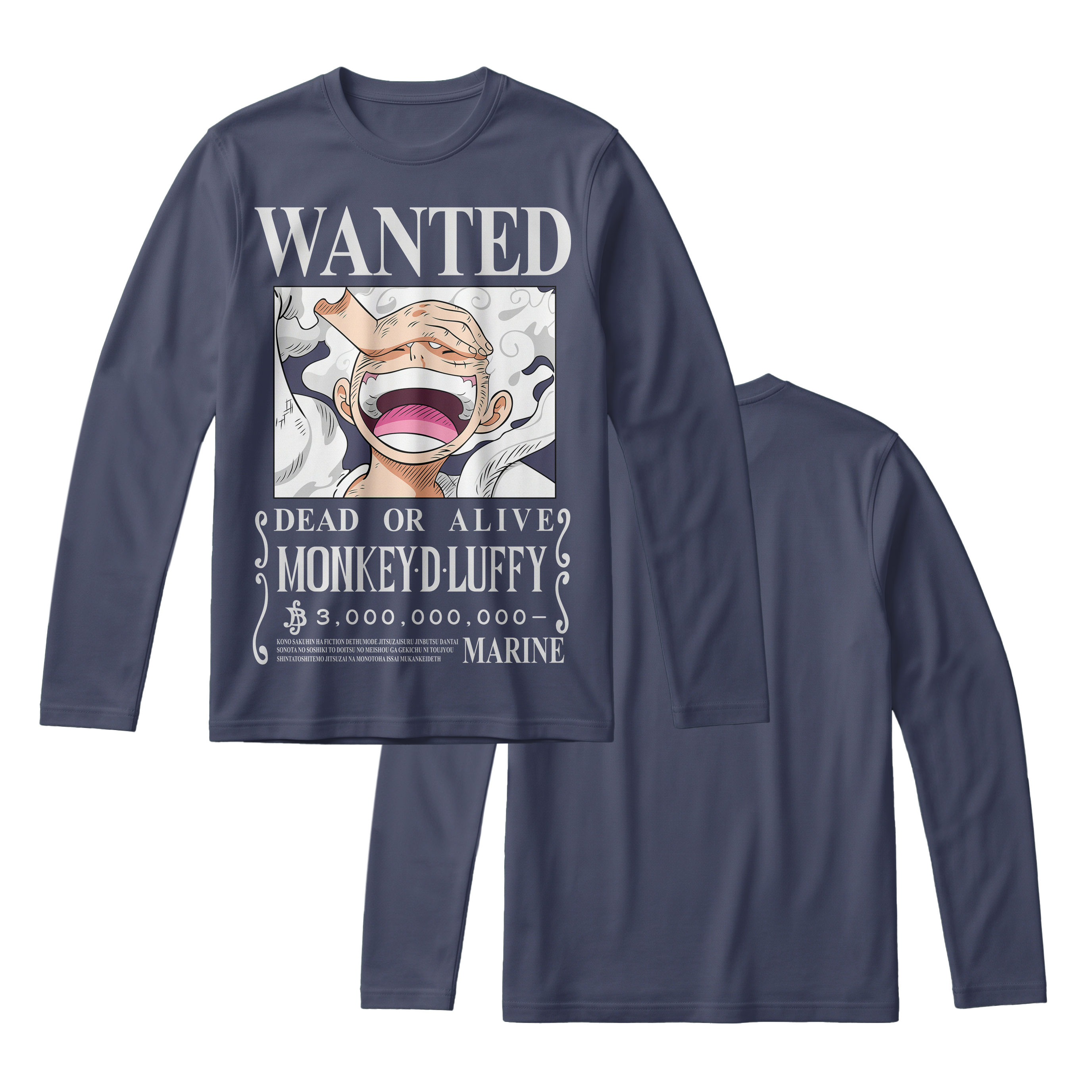 Anime One Piece Wanted Monkey D. Luffy Gear 5 Long Sleeve Tee - RZM012