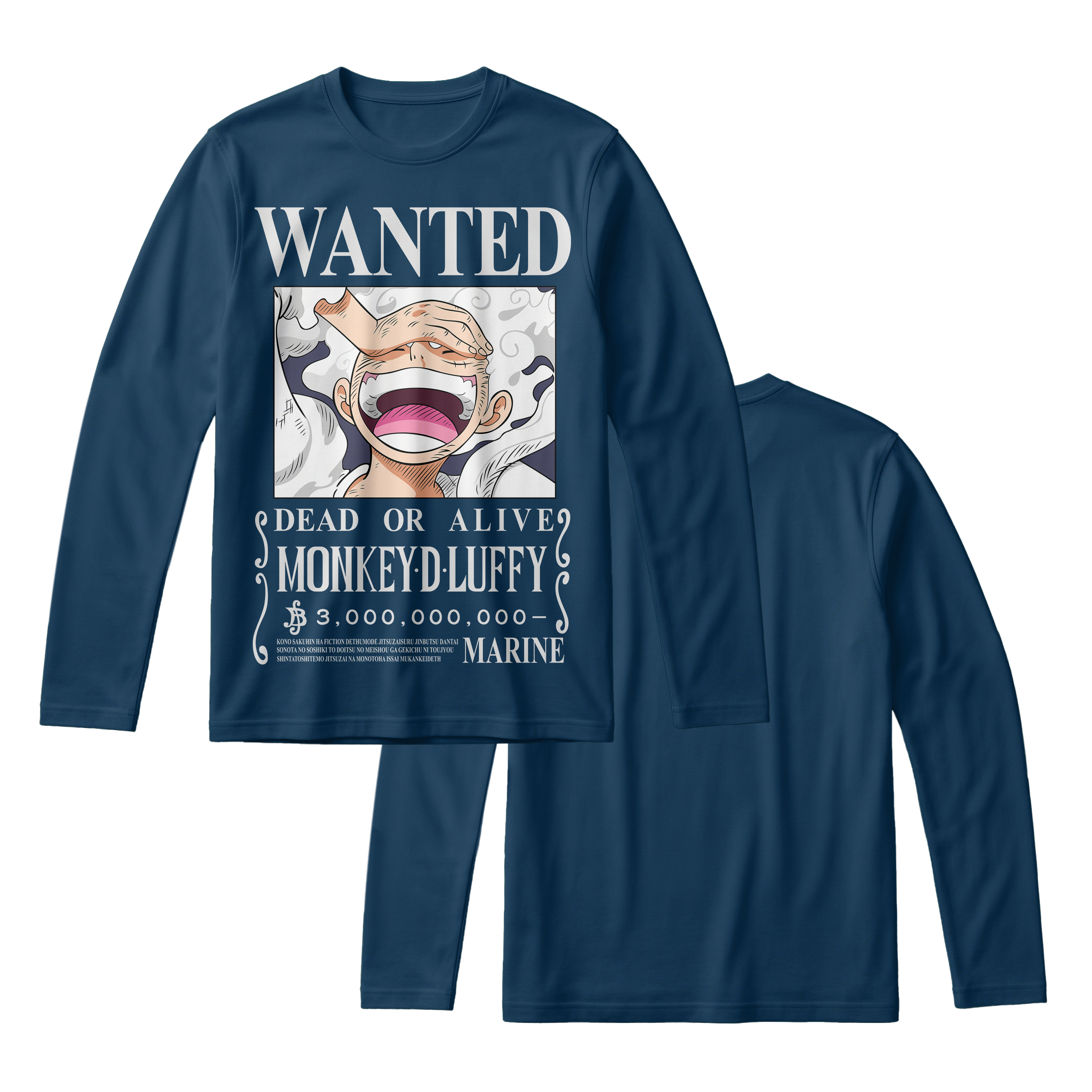 Anime One Piece Wanted Monkey D. Luffy Gear 5 Long Sleeve Tee - RZM012