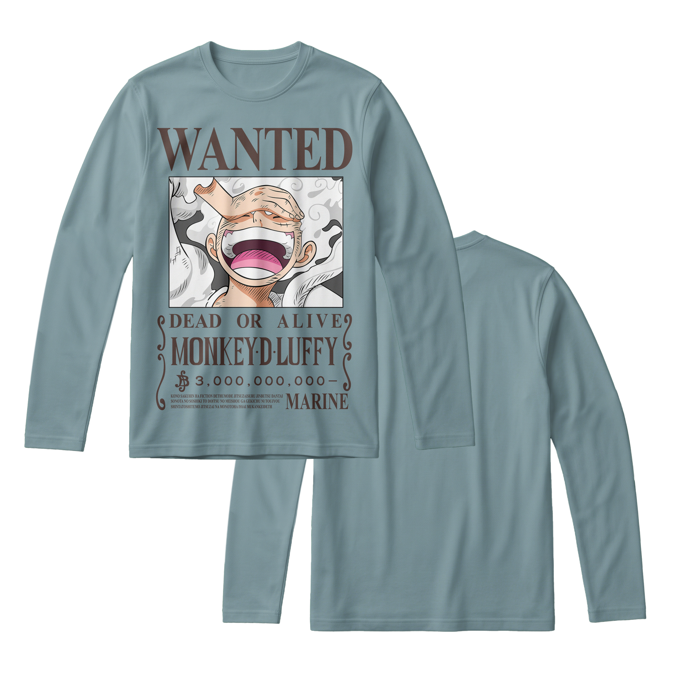 Anime One Piece Wanted Monkey D. Luffy Gear 5 Long Sleeve Tee - RZM012