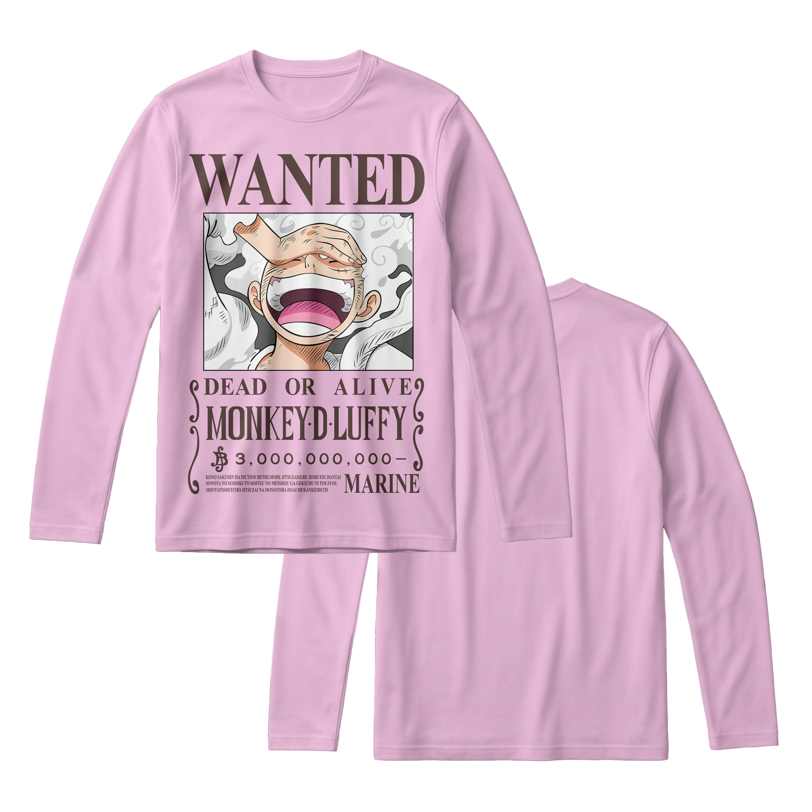 Anime One Piece Wanted Monkey D. Luffy Gear 5 Long Sleeve Tee - RZM012