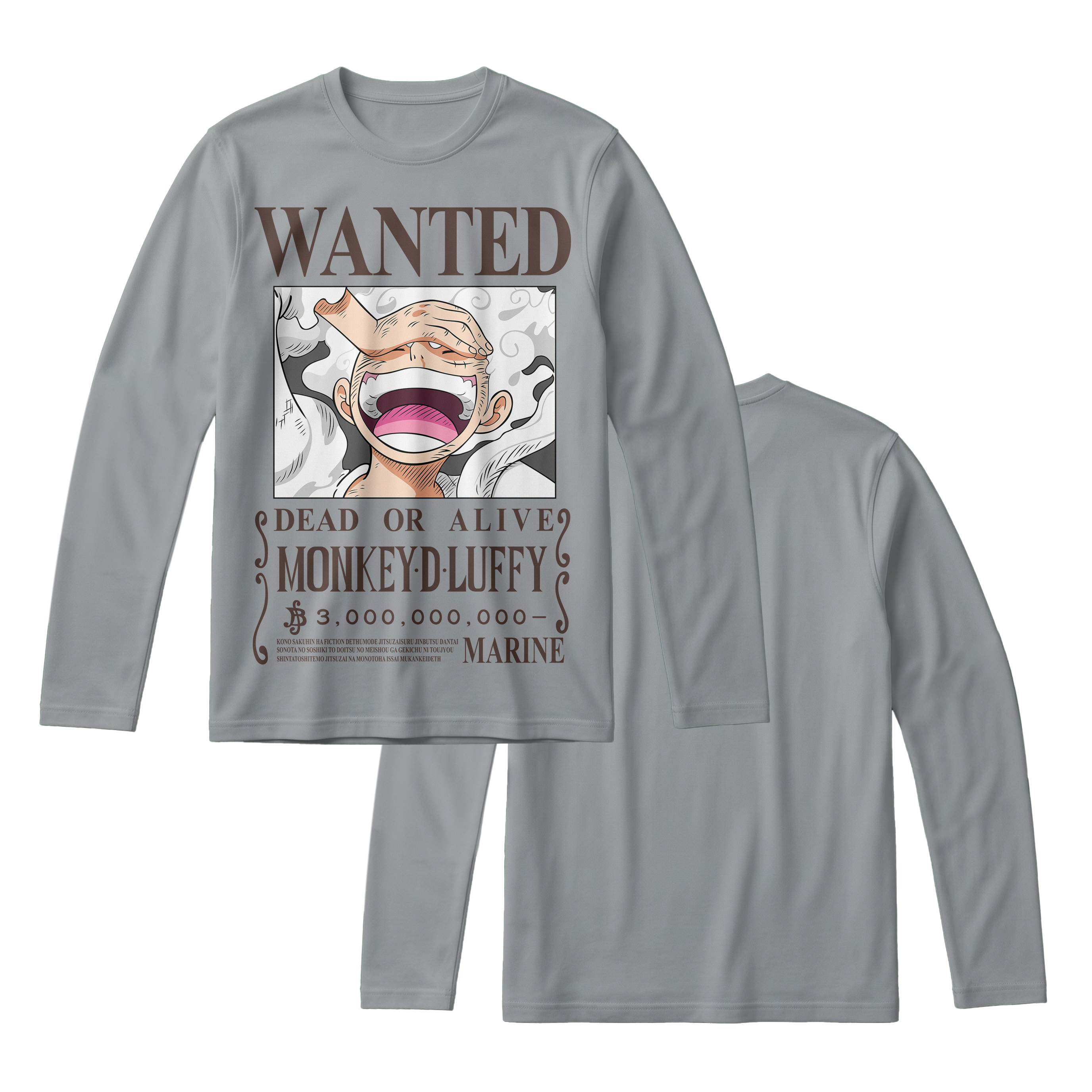 Anime One Piece Wanted Monkey D. Luffy Gear 5 Long Sleeve Tee - RZM012