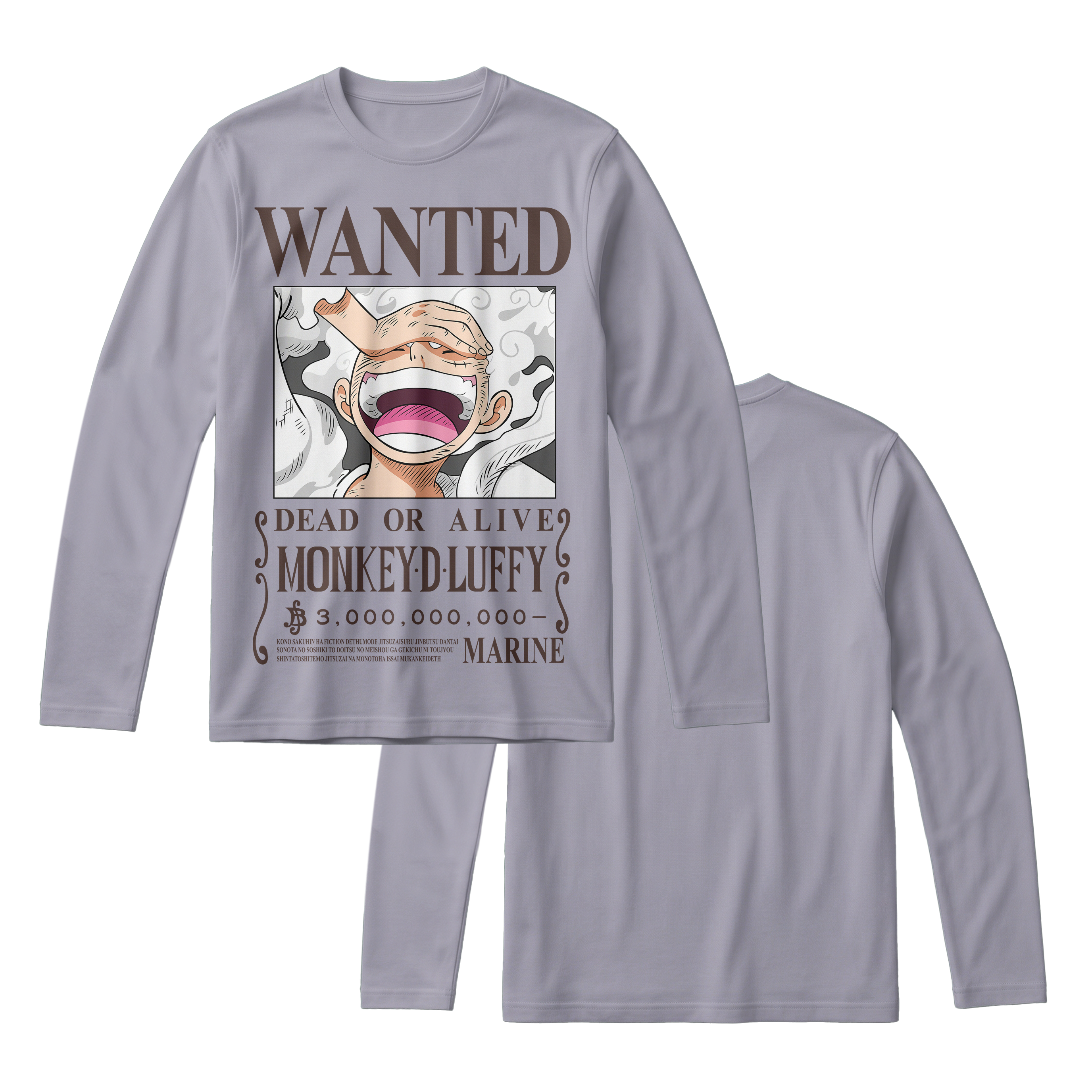 Anime One Piece Wanted Monkey D. Luffy Gear 5 Long Sleeve Tee - RZM012