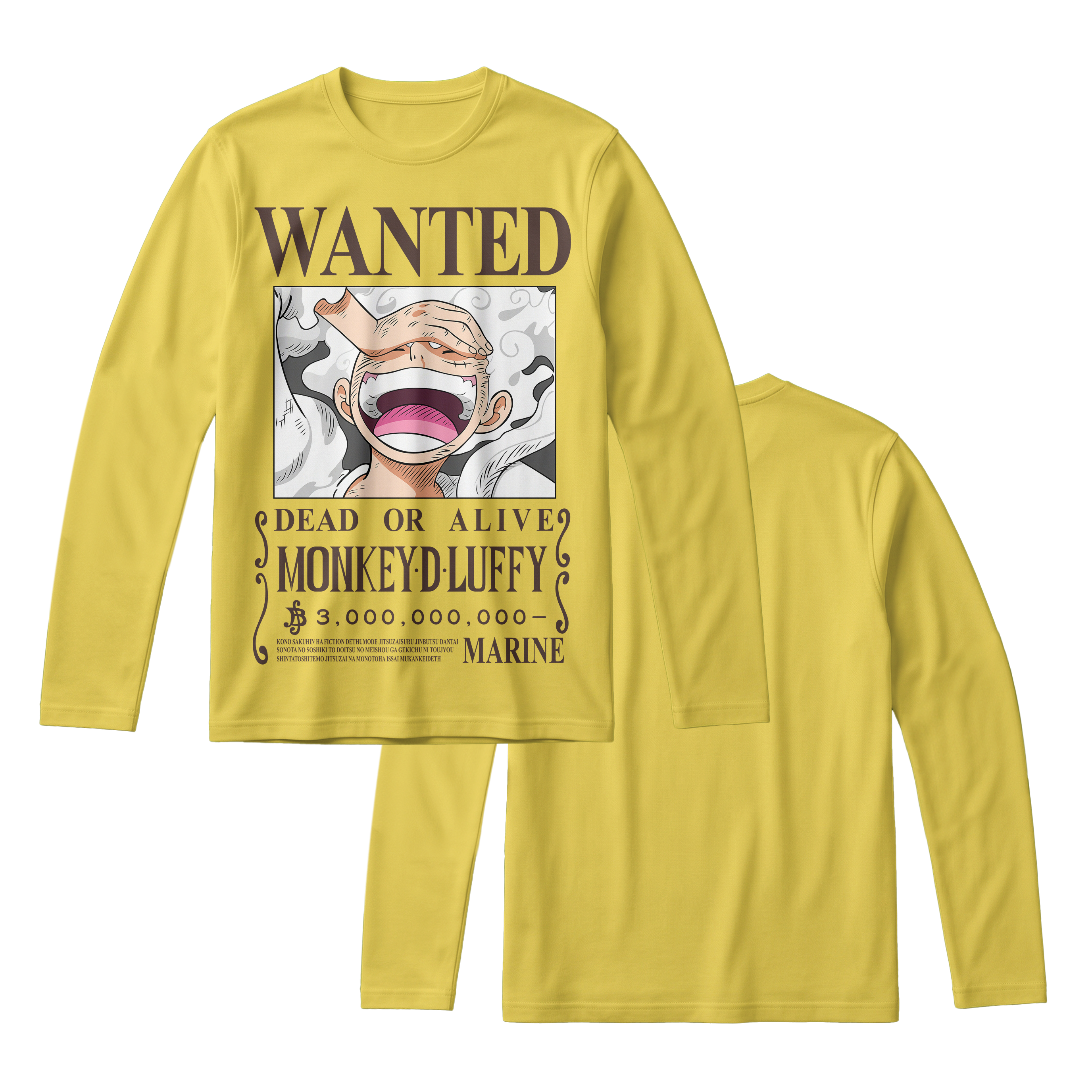 Anime One Piece Wanted Monkey D. Luffy Gear 5 Long Sleeve Tee - RZM012