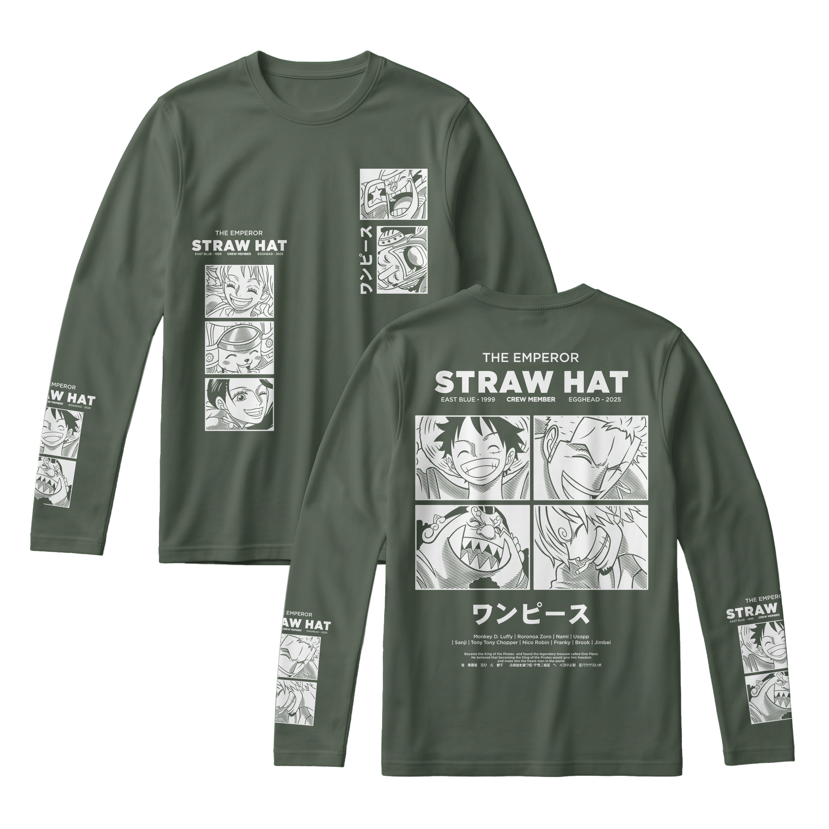 Anime One Piece Emperor Straw Hat Crew Long Sleeve Tee - RZM014