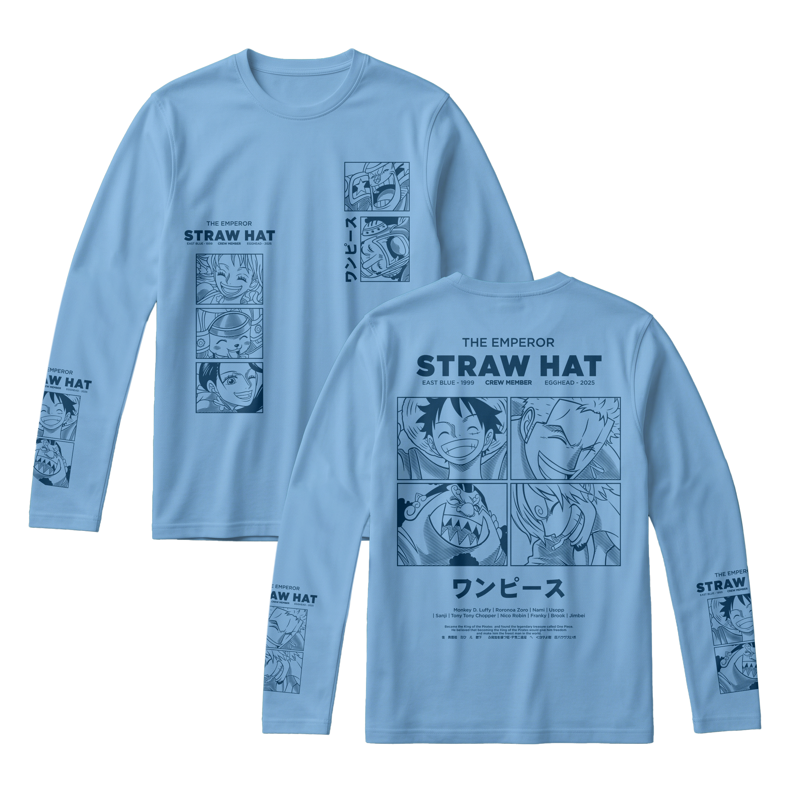 Anime One Piece Emperor Straw Hat Crew Long Sleeve Tee - RZM014