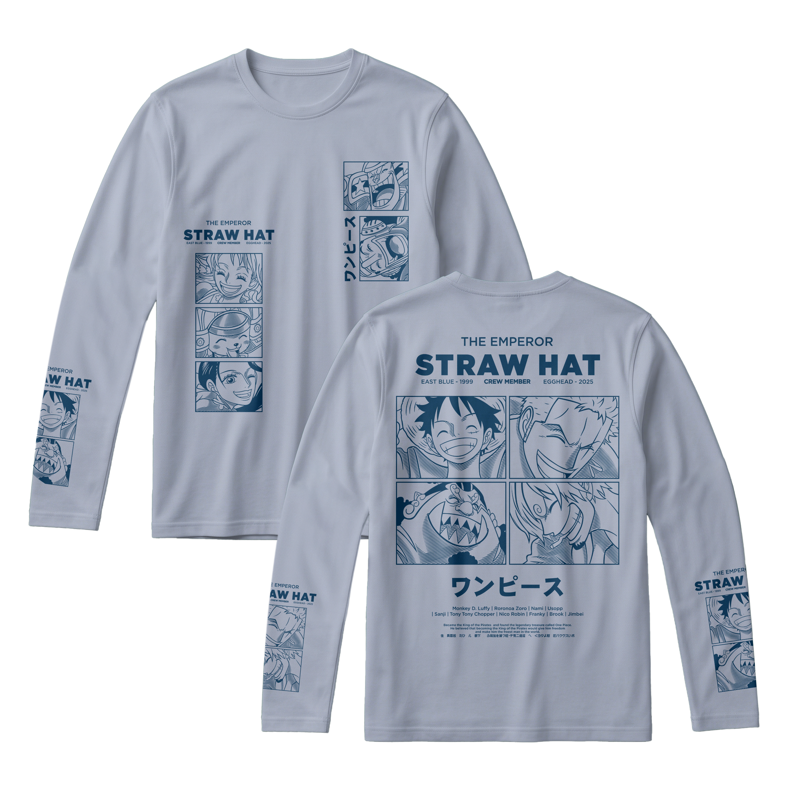 Anime One Piece Emperor Straw Hat Crew Long Sleeve Tee - RZM014