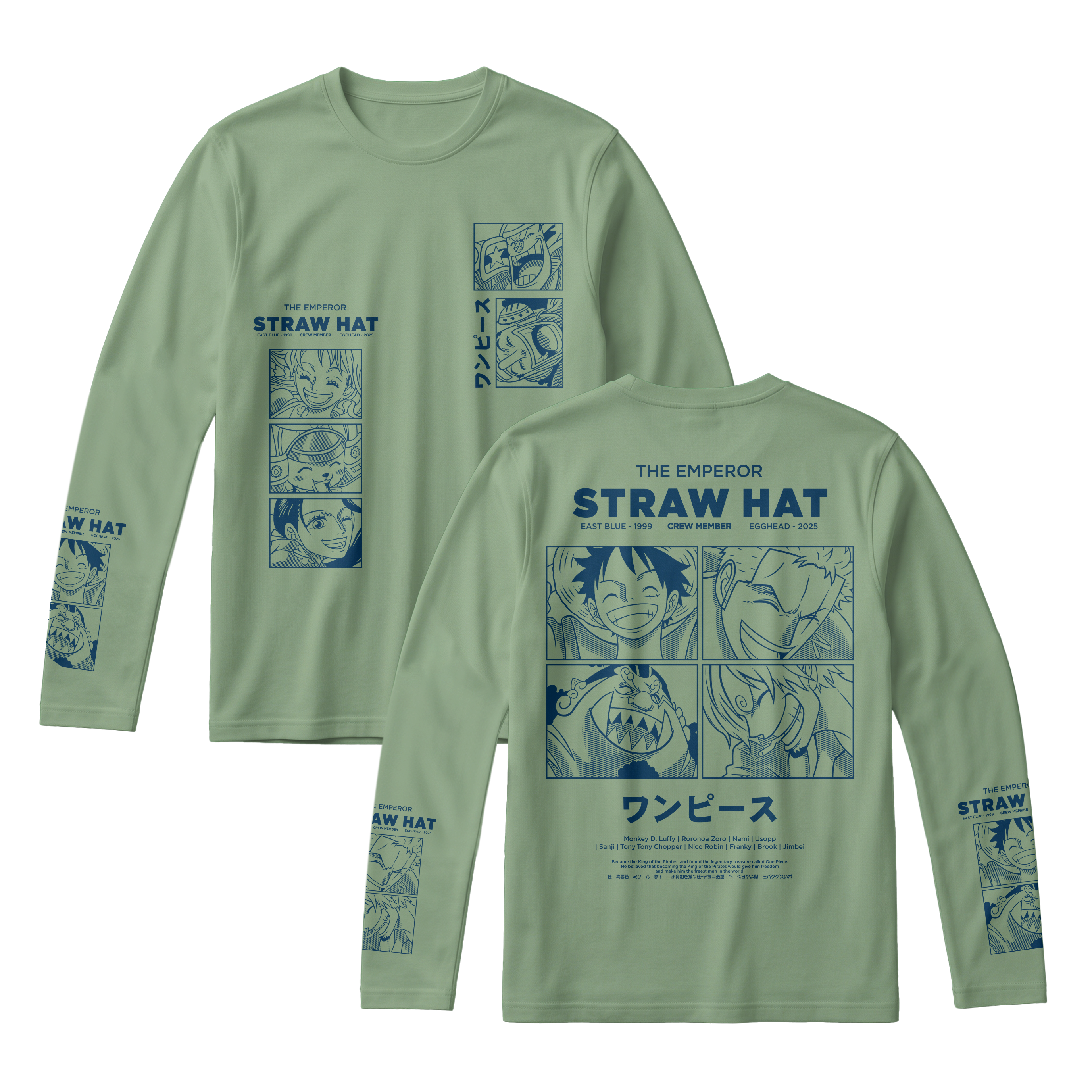 Anime One Piece Emperor Straw Hat Crew Long Sleeve Tee - RZM014