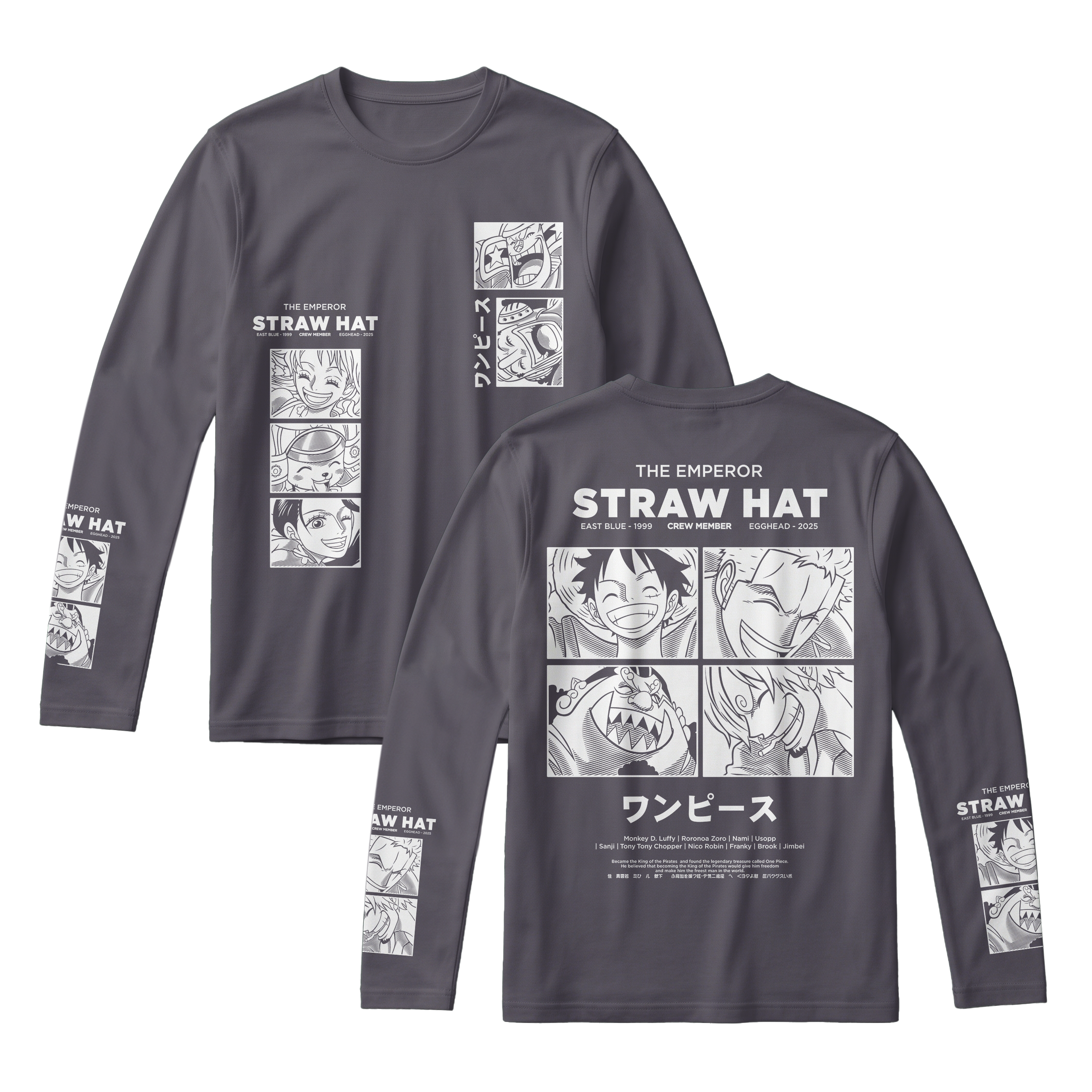 Anime One Piece Emperor Straw Hat Crew Long Sleeve Tee - RZM014