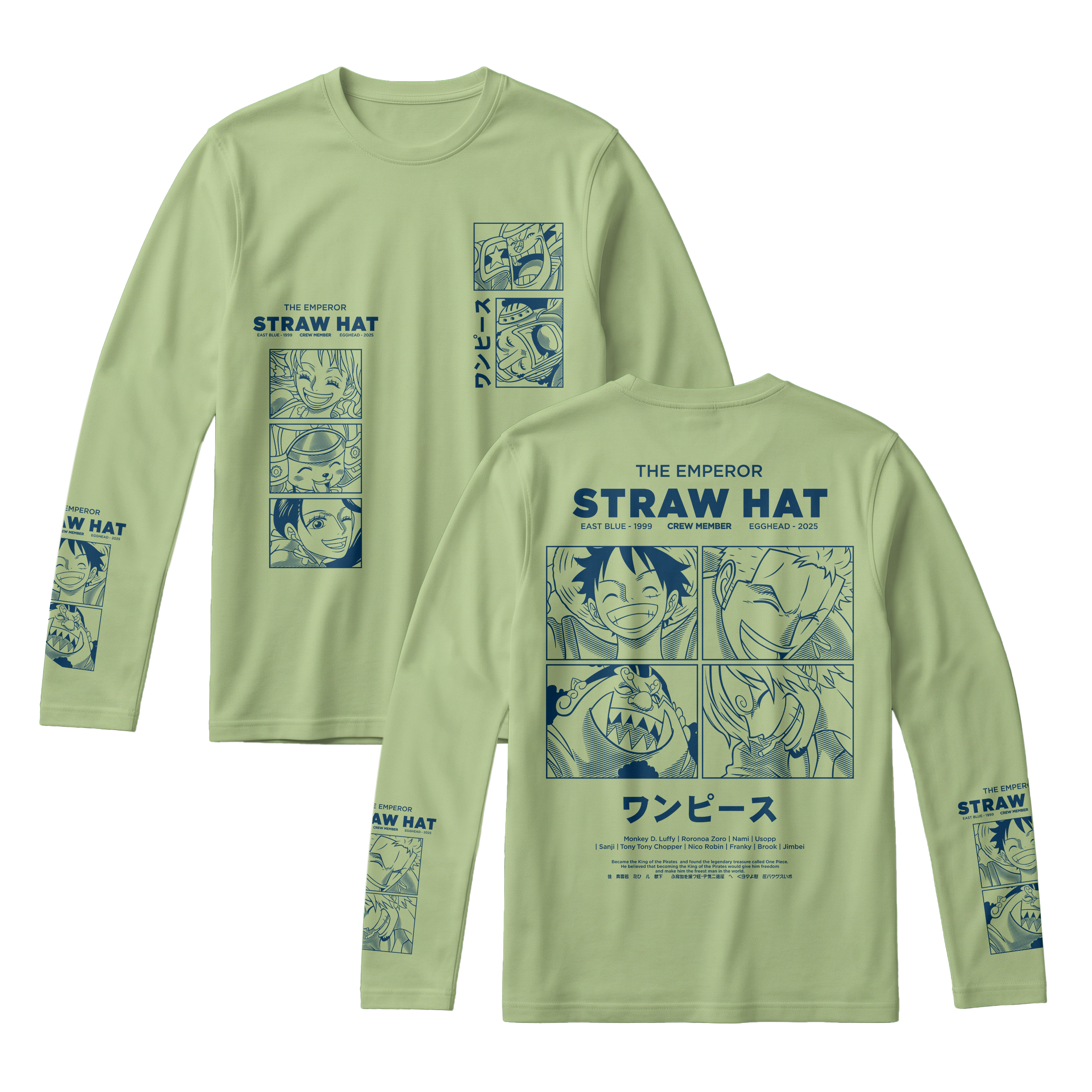 Anime One Piece Emperor Straw Hat Crew Long Sleeve Tee - RZM014