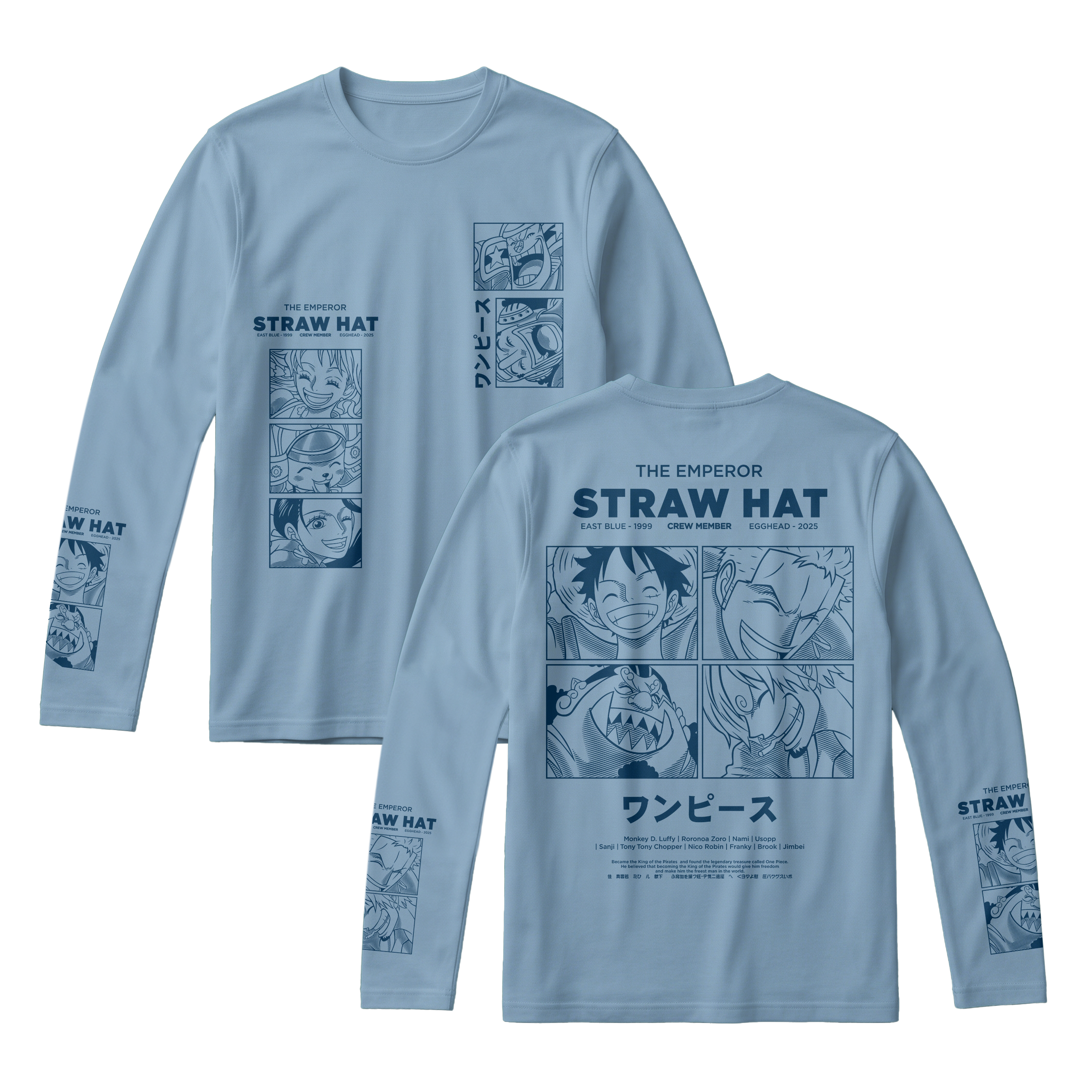 Anime One Piece Emperor Straw Hat Crew Long Sleeve Tee - RZM014